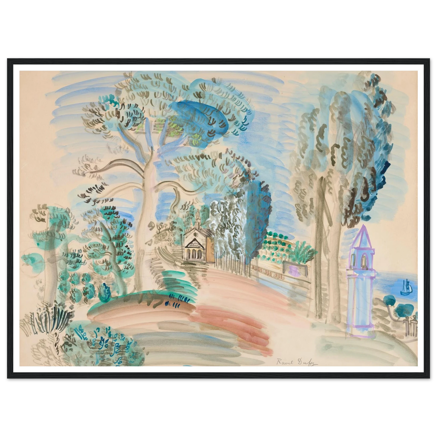 La Chapelle à Golfe Juan (circa 1923) Art Print | Raoul Dufy-Quipham Collections
