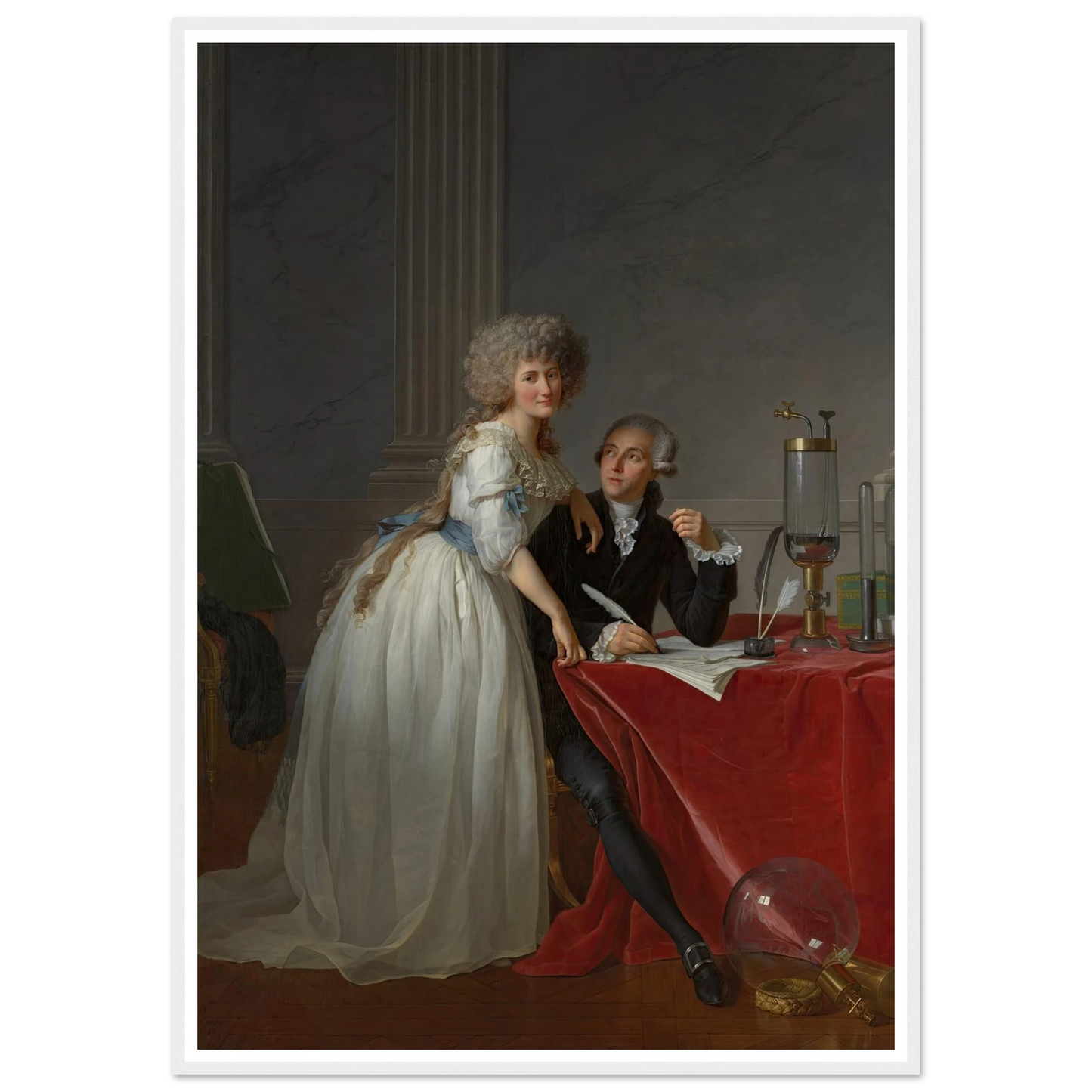 Antoine Laurent Lavoisier (1743–1794) and Marie Anne Lavoisier (Marie Anne Pierrette Paulze, 1758–1836) (1788) Art Print | Jacques Louis David-Quipham Collections