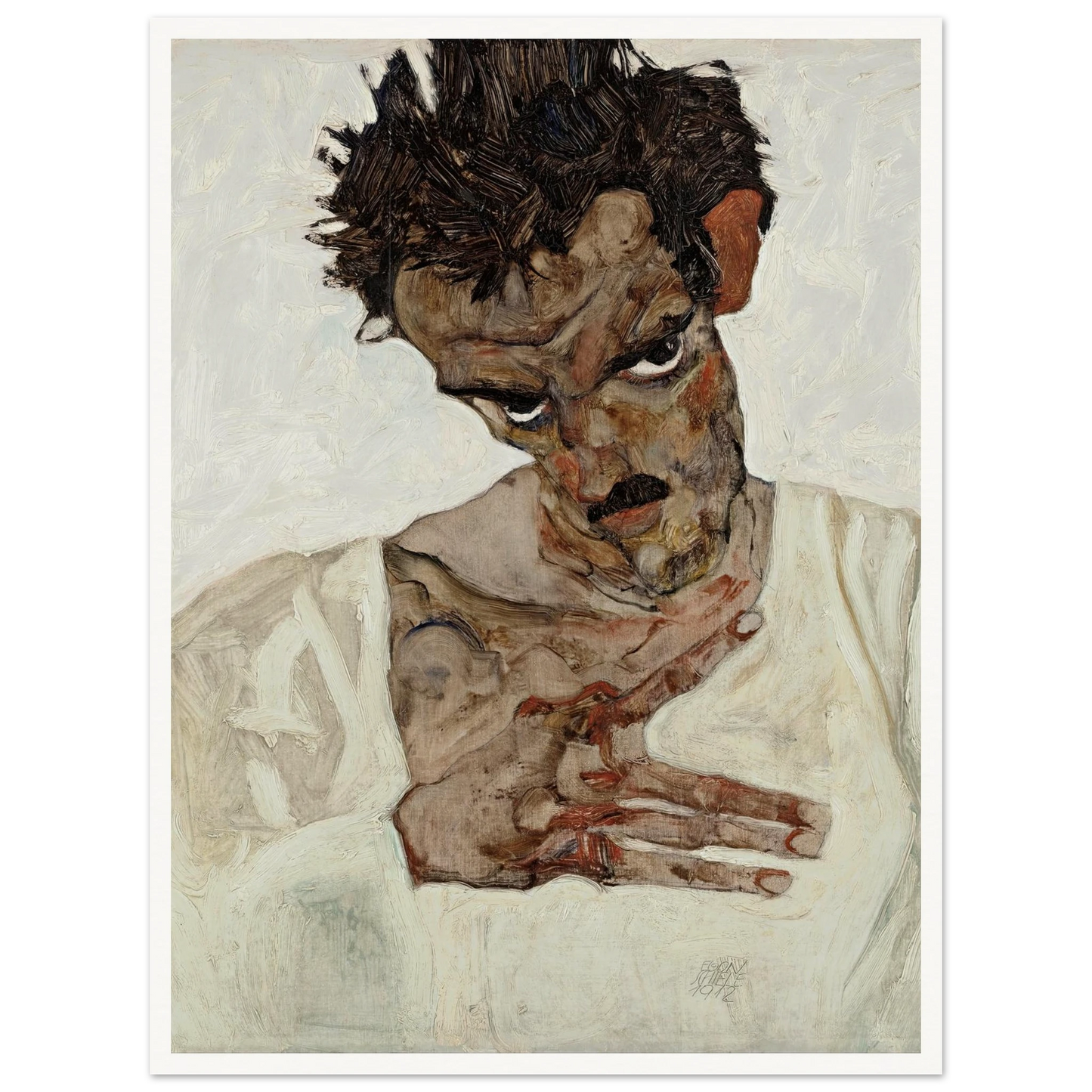 Self-Portrait With Lowered Head (1912) Art Print | Egon Schiele-Quipham Collections