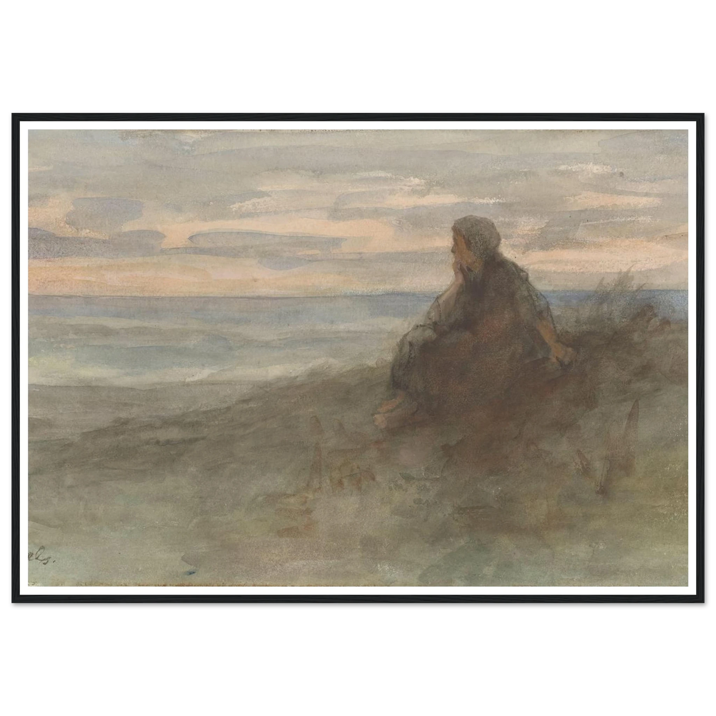 Zittende vrouw op een duin bij zee (c. 1834 - c. 1911) Art Print | Jozef Israels-Quipham Collections