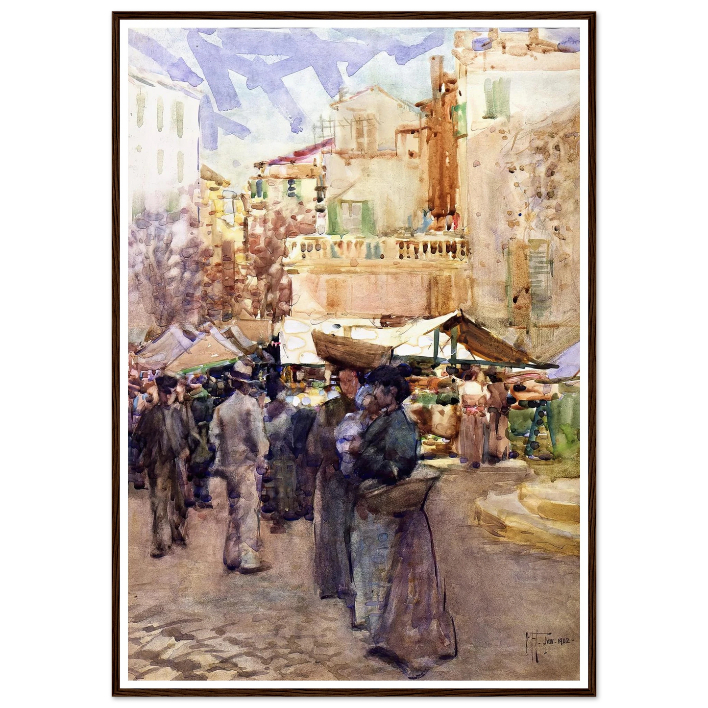 The market place, San Remo, Italy (1902) Art Print | Frances Hodgkins-Quipham Collections