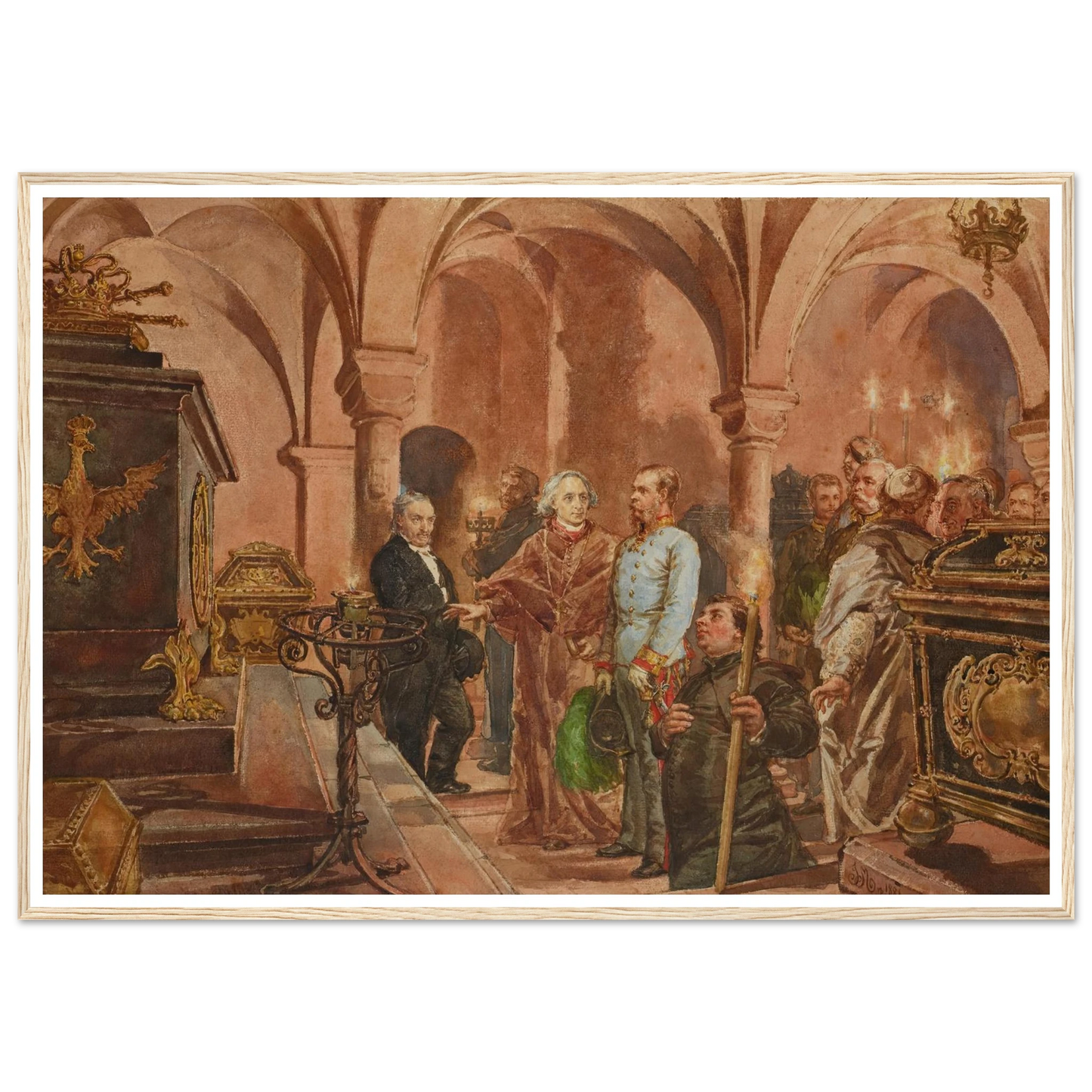 The Emperor in Front of the Sarcophagus of John III Sobieski in Saint Leonard’s Crypt under the Wawel Cathedral (1881) Art Print | Jan Matejko-Quipham Collections