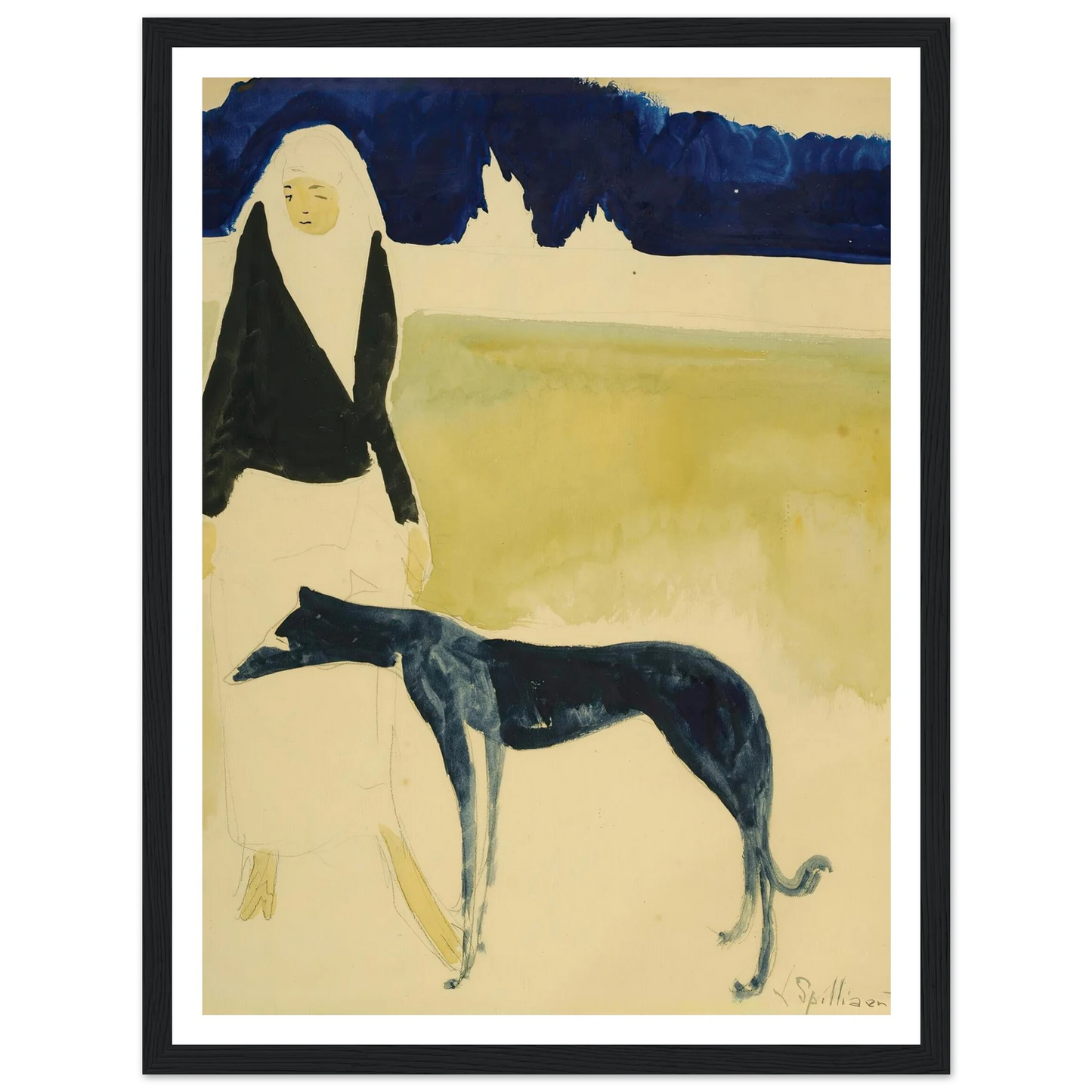 Femme Au Lévrier (1917) Art Print | Leon Spilliaert-Quipham Collections