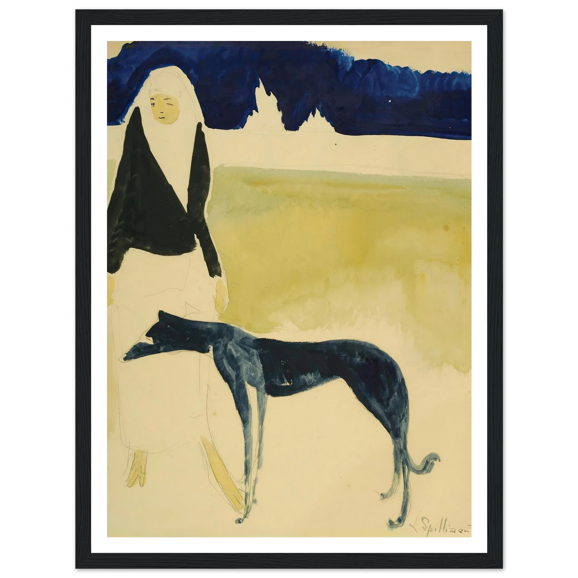 Femme Au Lévrier (1917) Art Print | Leon Spilliaert-Quipham Collections
