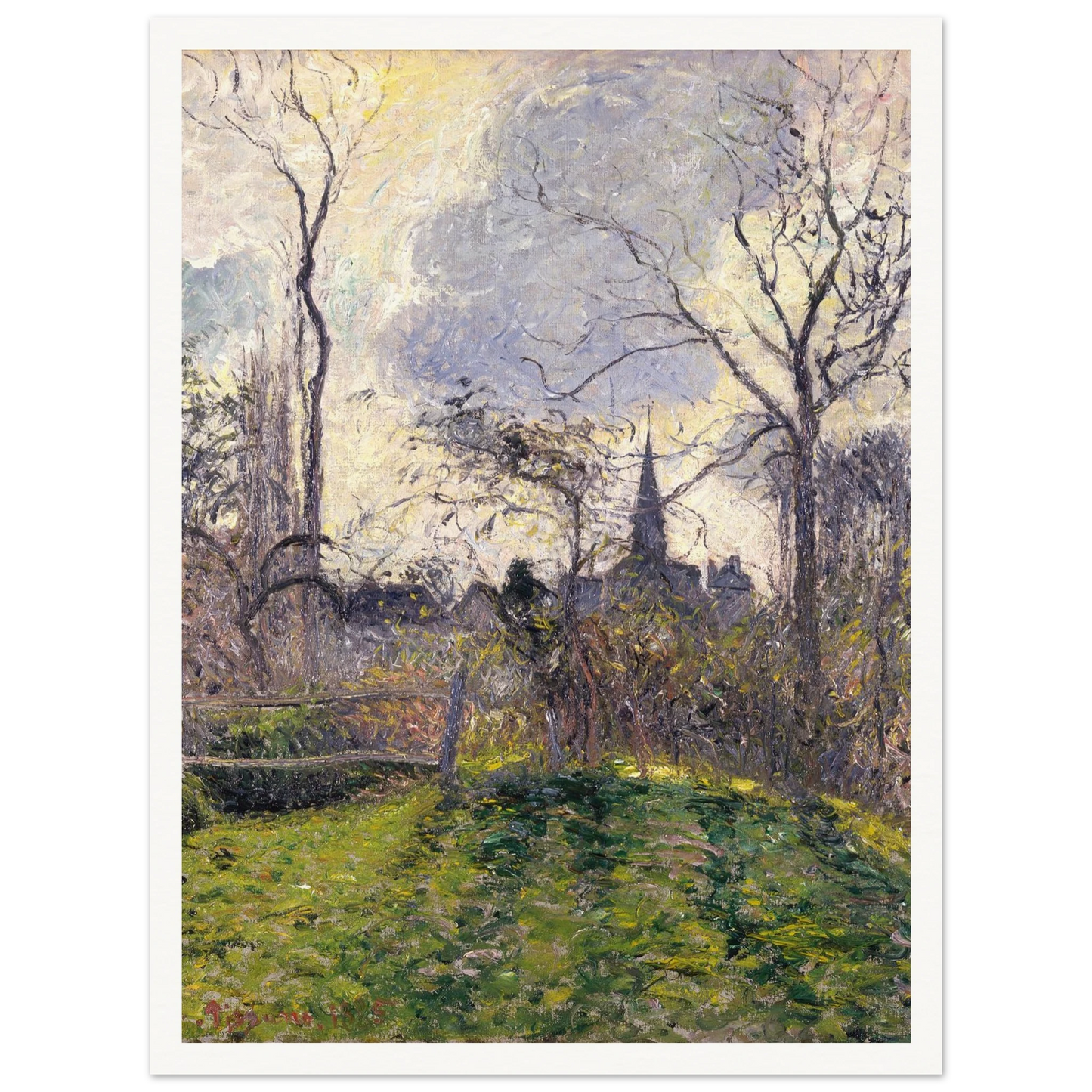 The Bell Tower of Bazincourt (1885) Art Print | Camille Pissarro-Quipham Collections