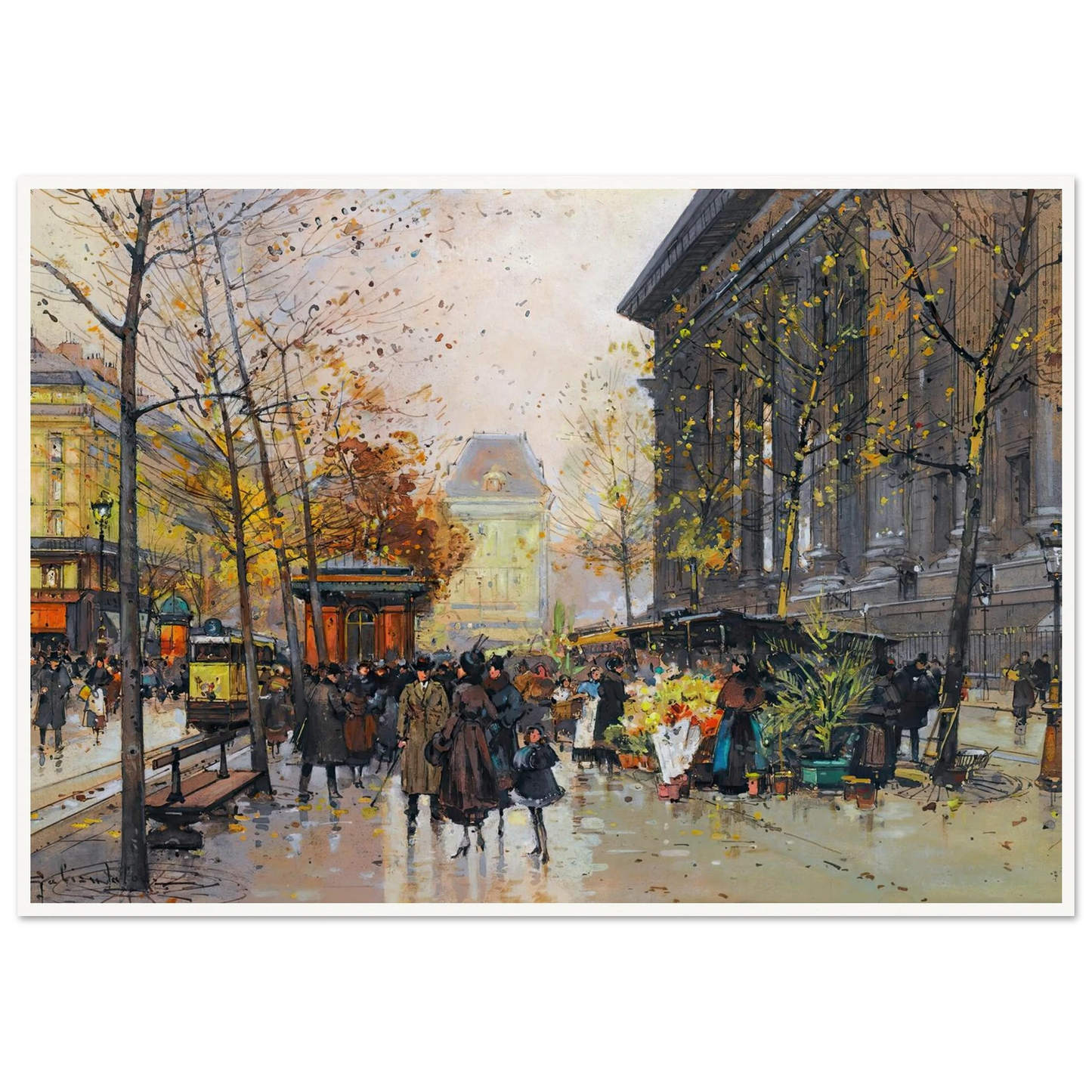 Le Marché Aux Fleurs, La Madeleine Art Print | Eugene Galien Laloue-Quipham Collections