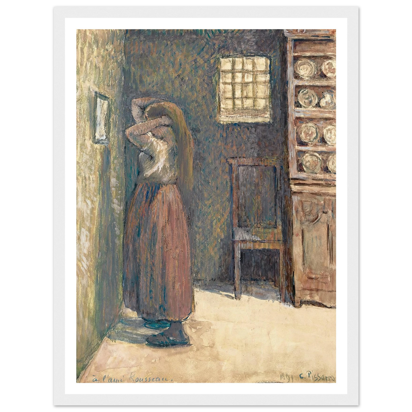 Jeune Paysanne Se Coiffant (1891) Art Print | Camille Pissarro-Quipham Collections
