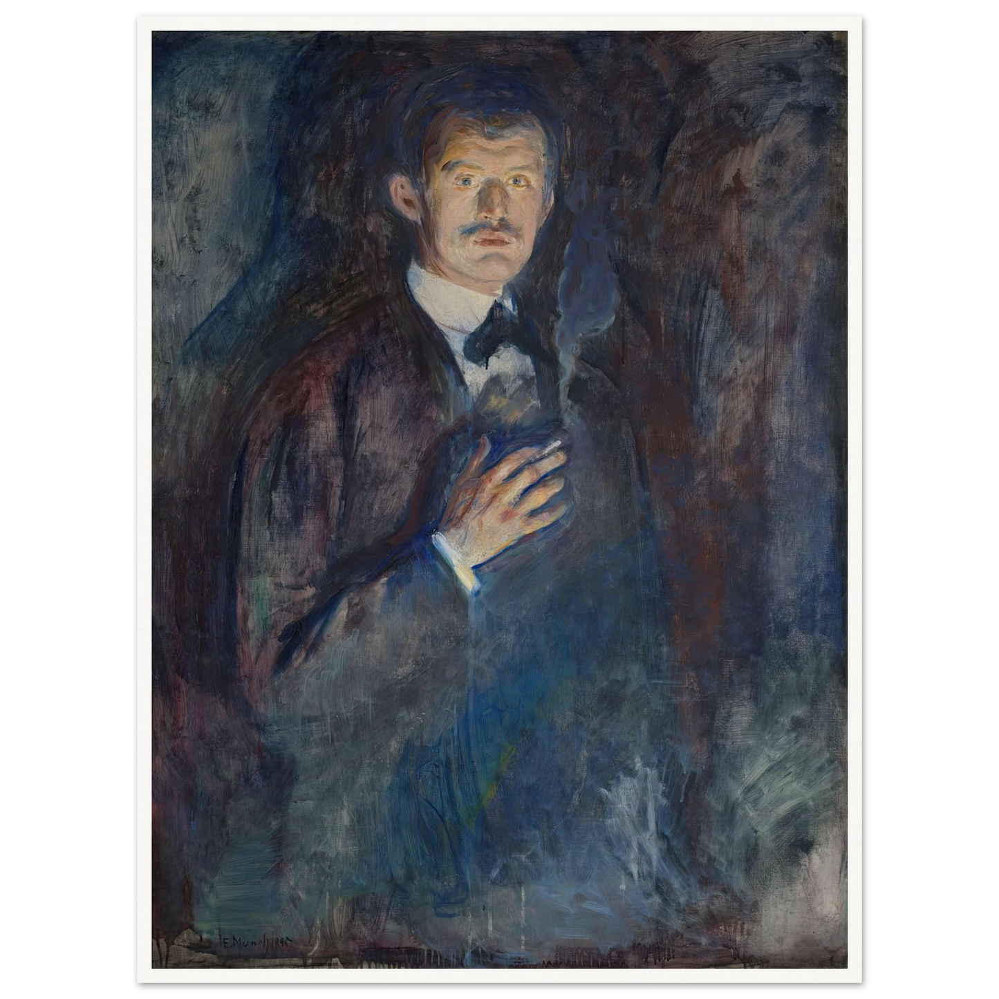 Self-Portrait with Cigarette (1895) Art Print | Edvard Munch-Quipham Collections