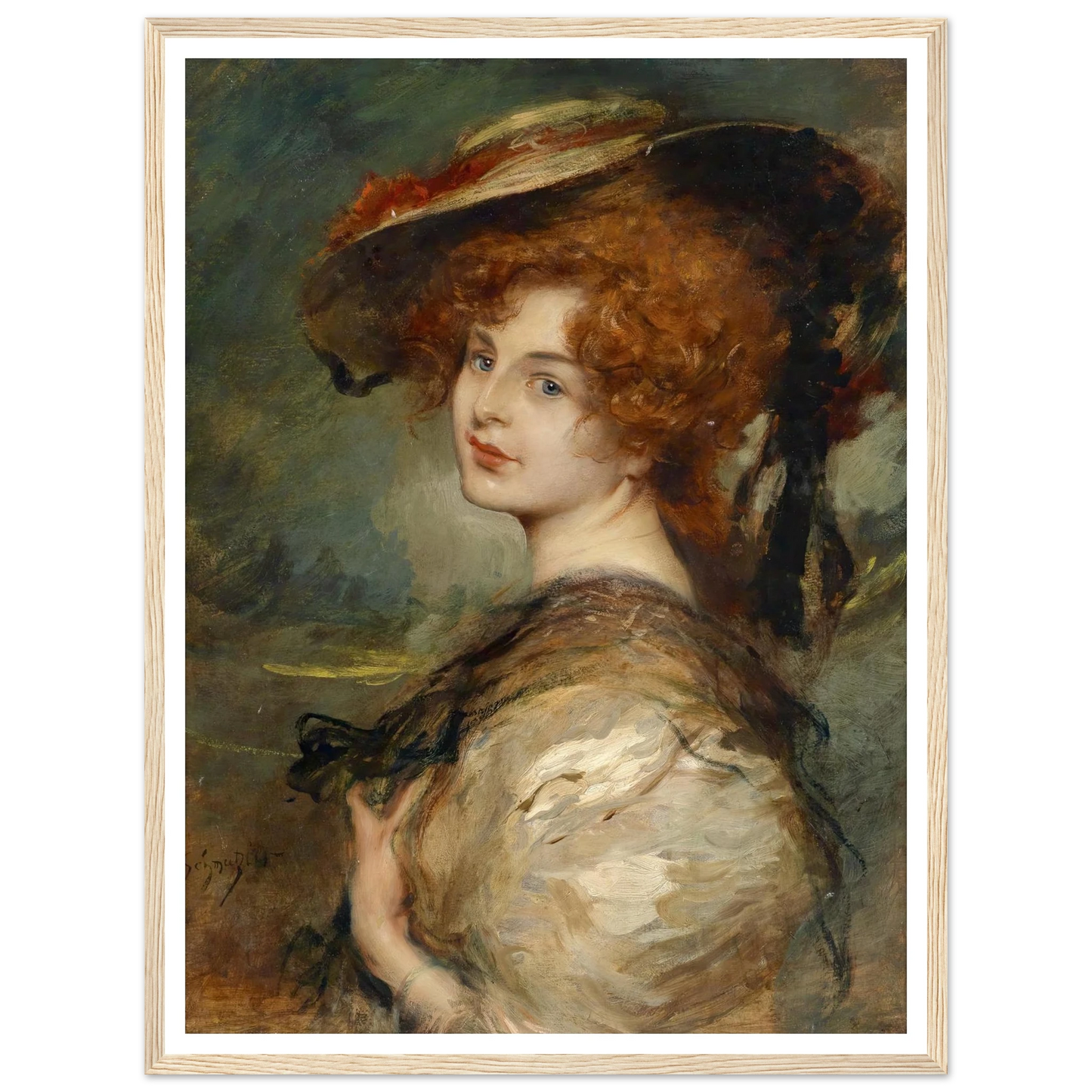 Bildnis einer Dame mit rotem Haar und Hut Art Print | Leopold Schmutzler-Quipham Collections