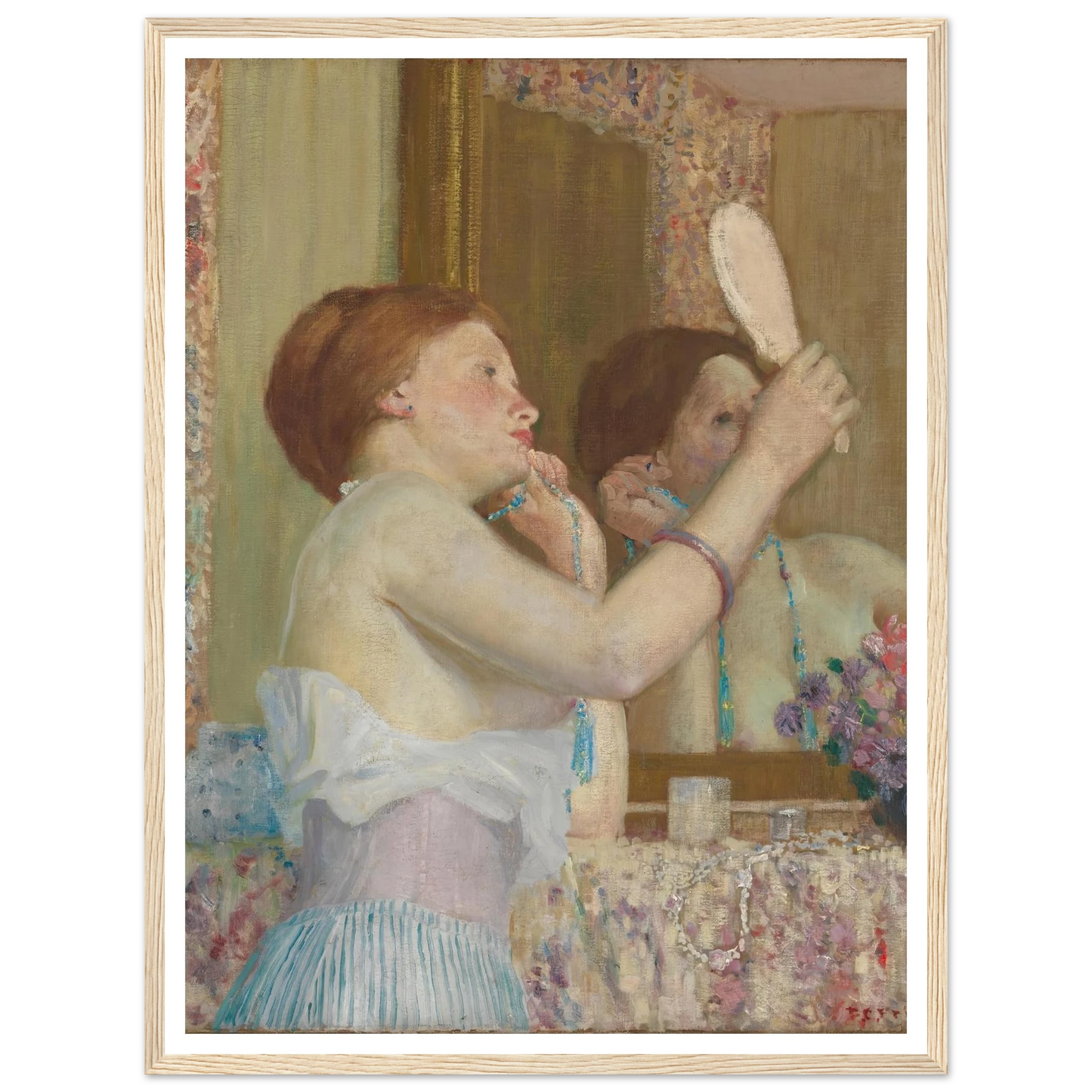 Woman with a Mirror (Femme qui se mire) (1911) Art Print | Frederick Carl Frieseke-Quipham Collections