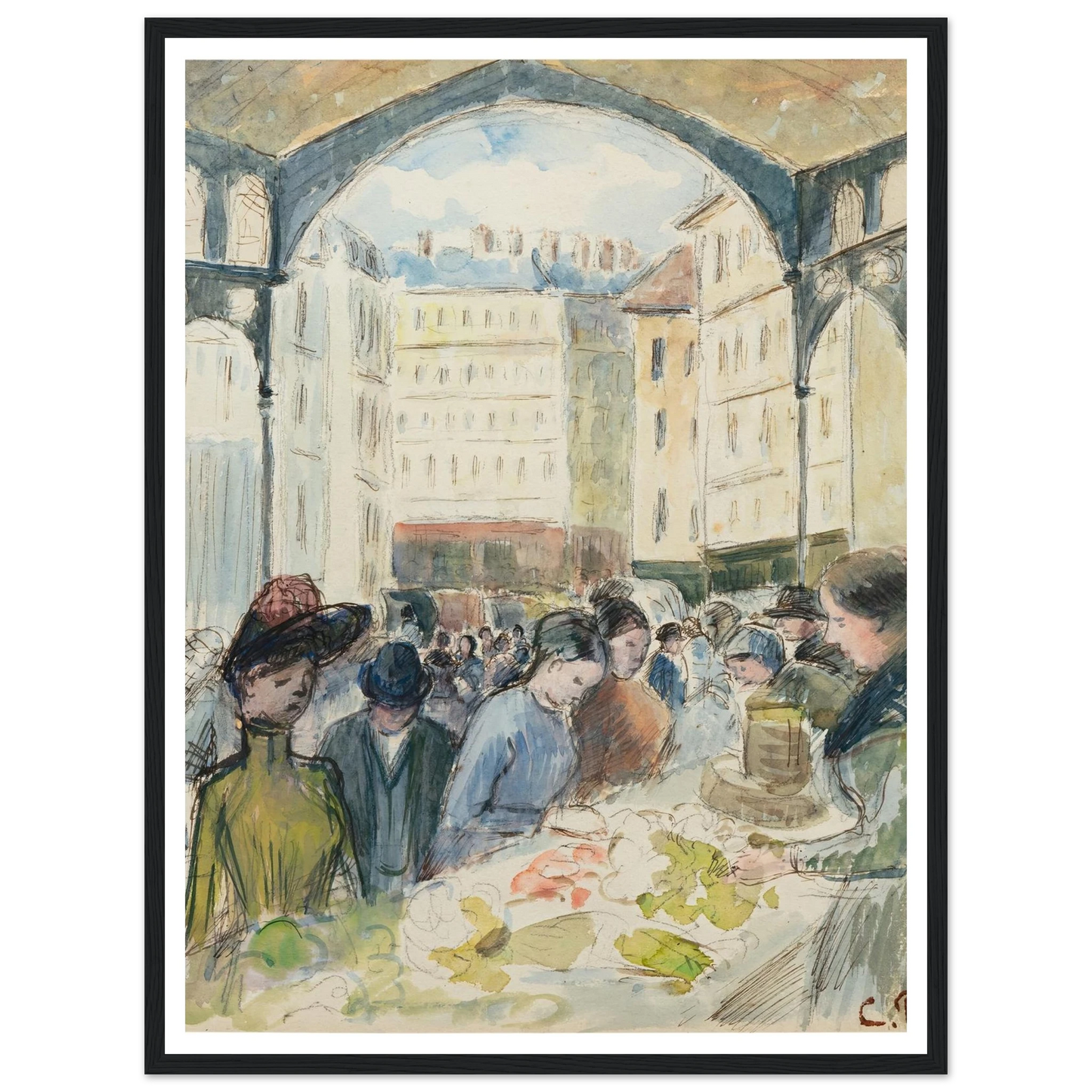 Les Halles centrales; le marché aux légumes Art Print | Camille Pissarro-Quipham Collections