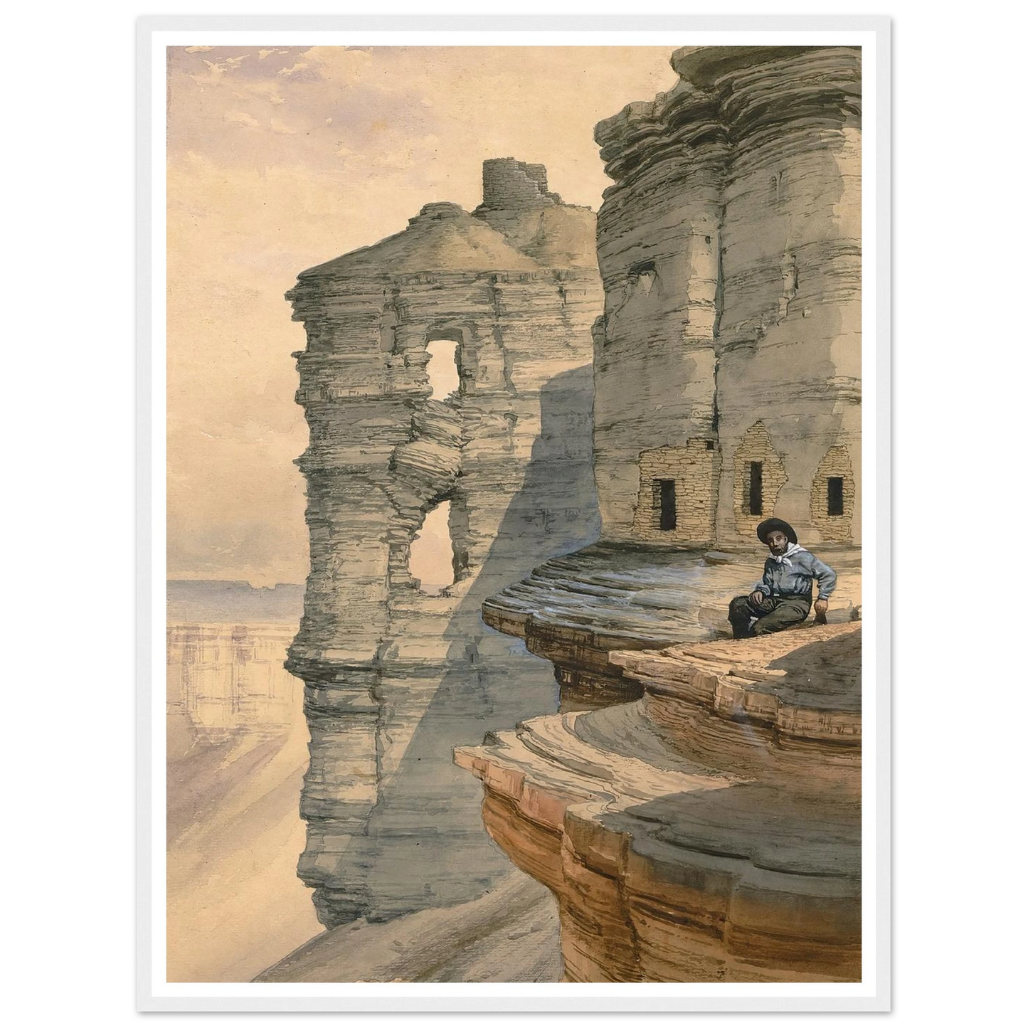 Cliff Houses On The Rio Mancos, Colorado (1878) Art Print | William Henry Holmes-Quipham Collections