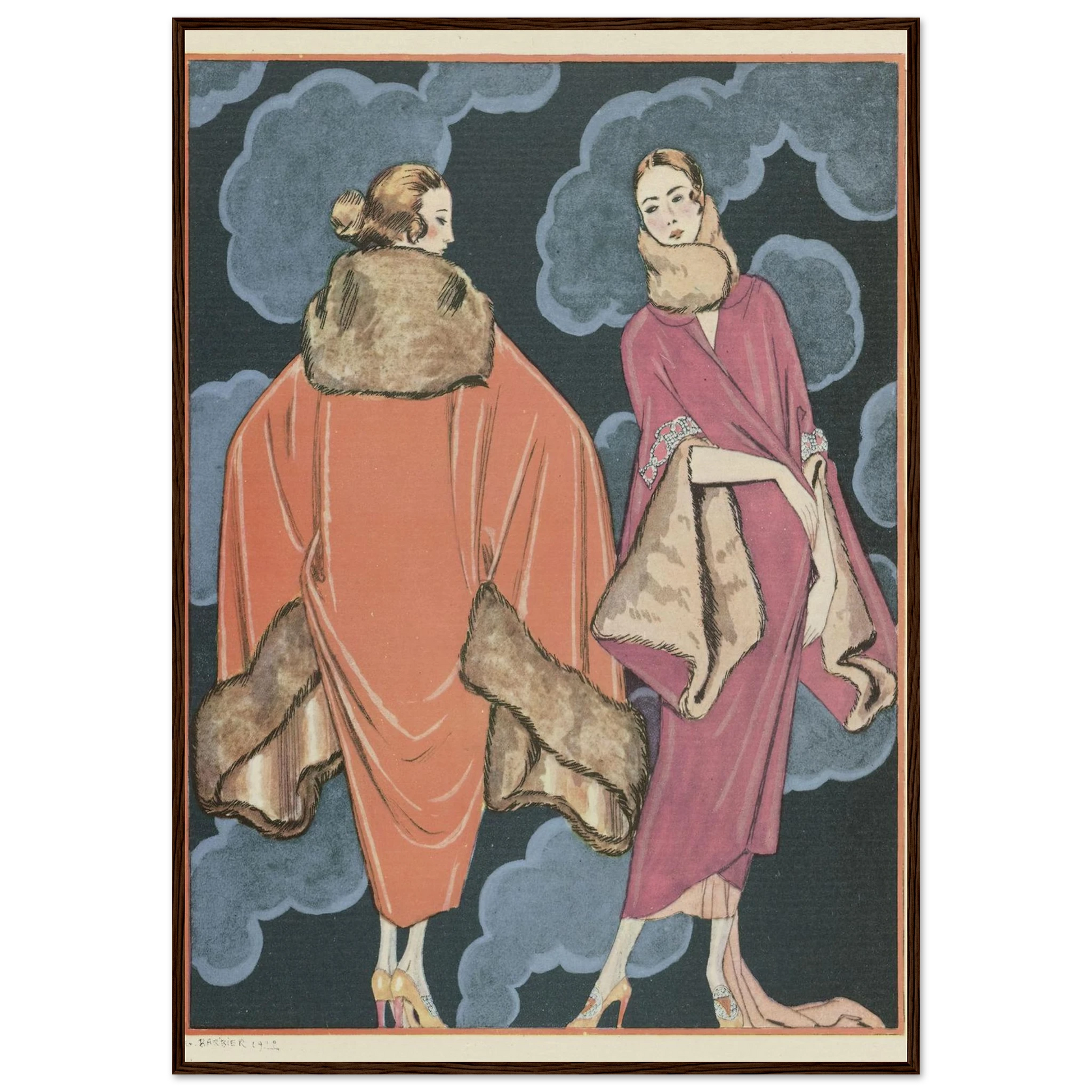 Deux heures du matin; Manteaux, de Worth (1923) Art Print | George Barbier-Quipham Collections