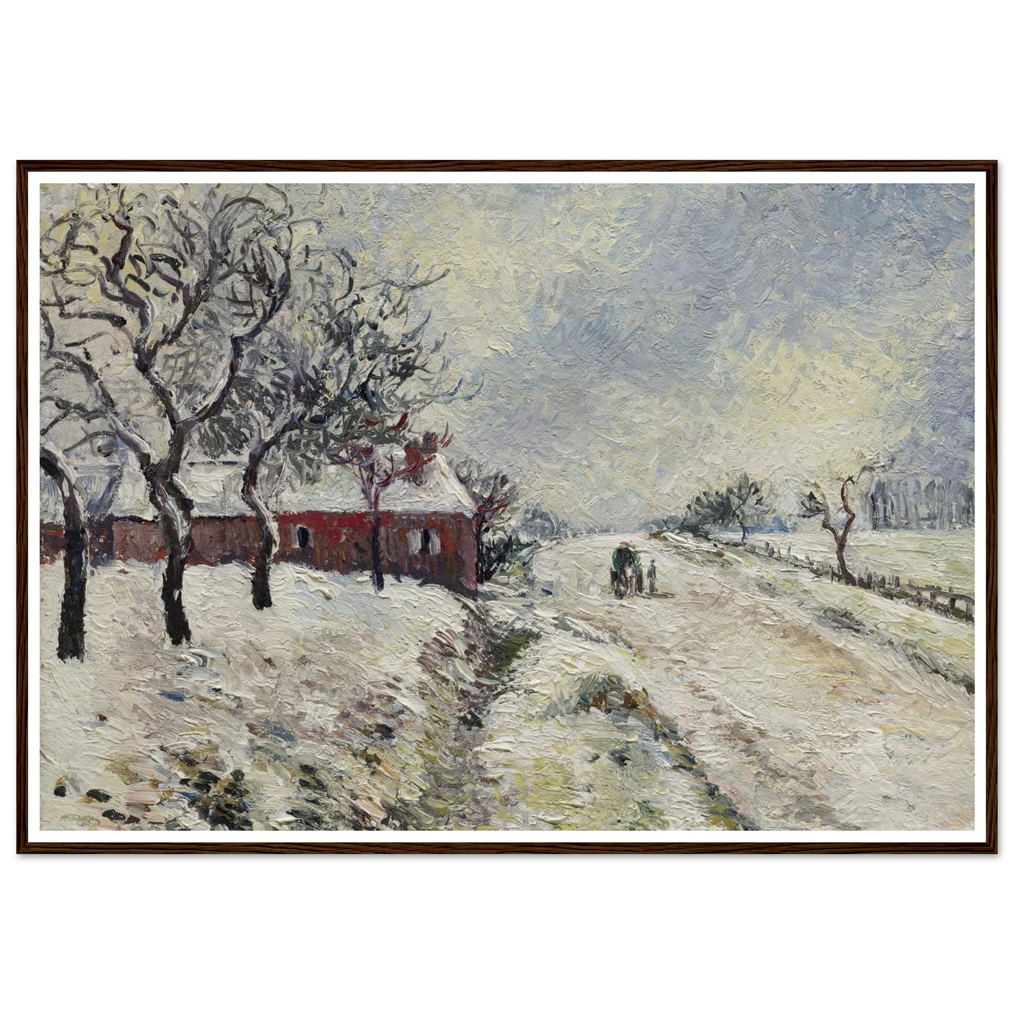 Route enneigée avec maison, environs d’Eragny (1885) Art Print | Camille Pissarro-Quipham Collections
