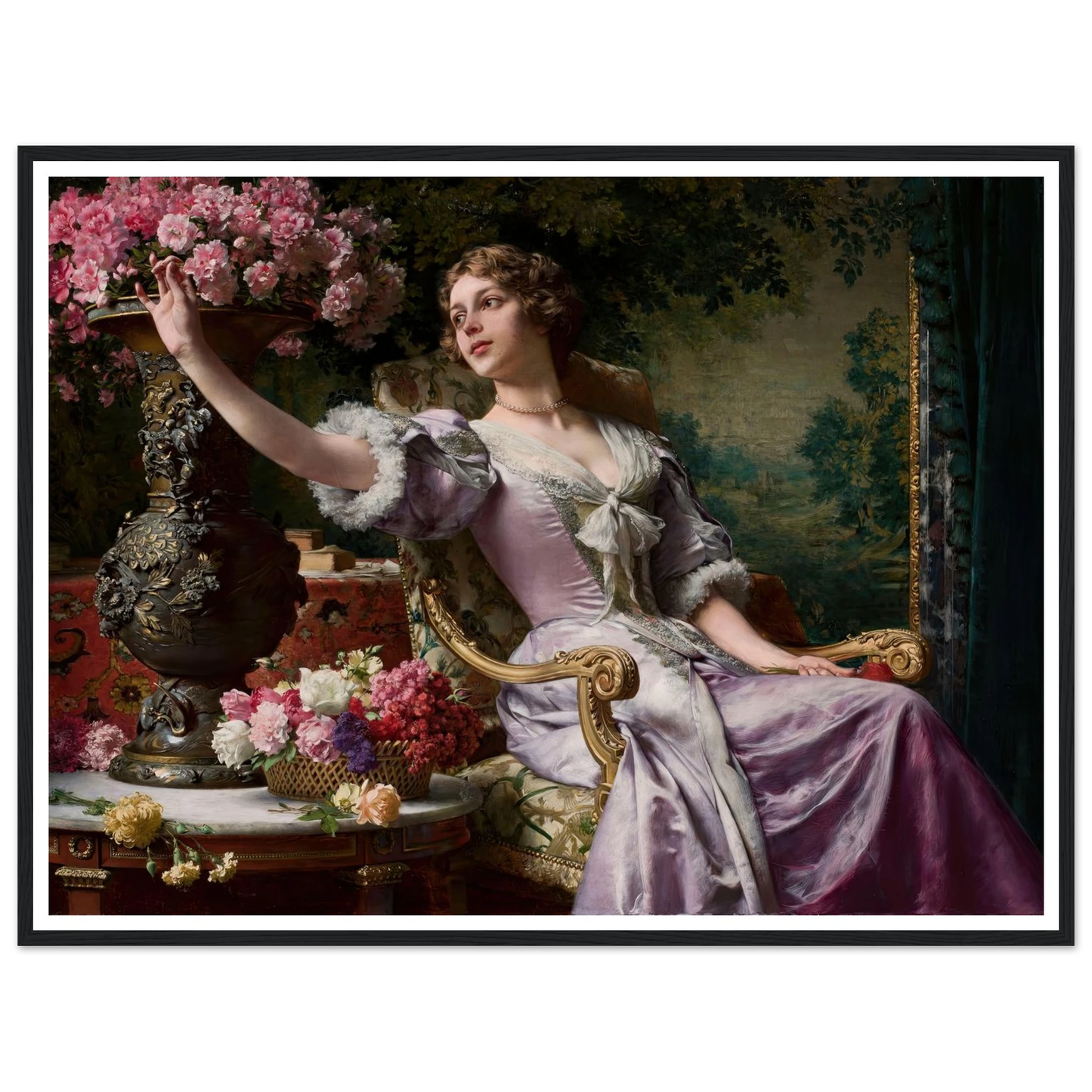 Lady in a lilac dress with flowers (1903) Art Print | Wladyslaw Czachorski-Quipham Collections