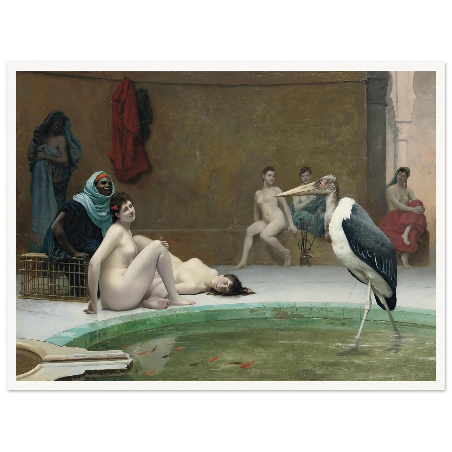 Le Marabout in the Harem bath Art Print | Jean Leon Gerome-Quipham Collections