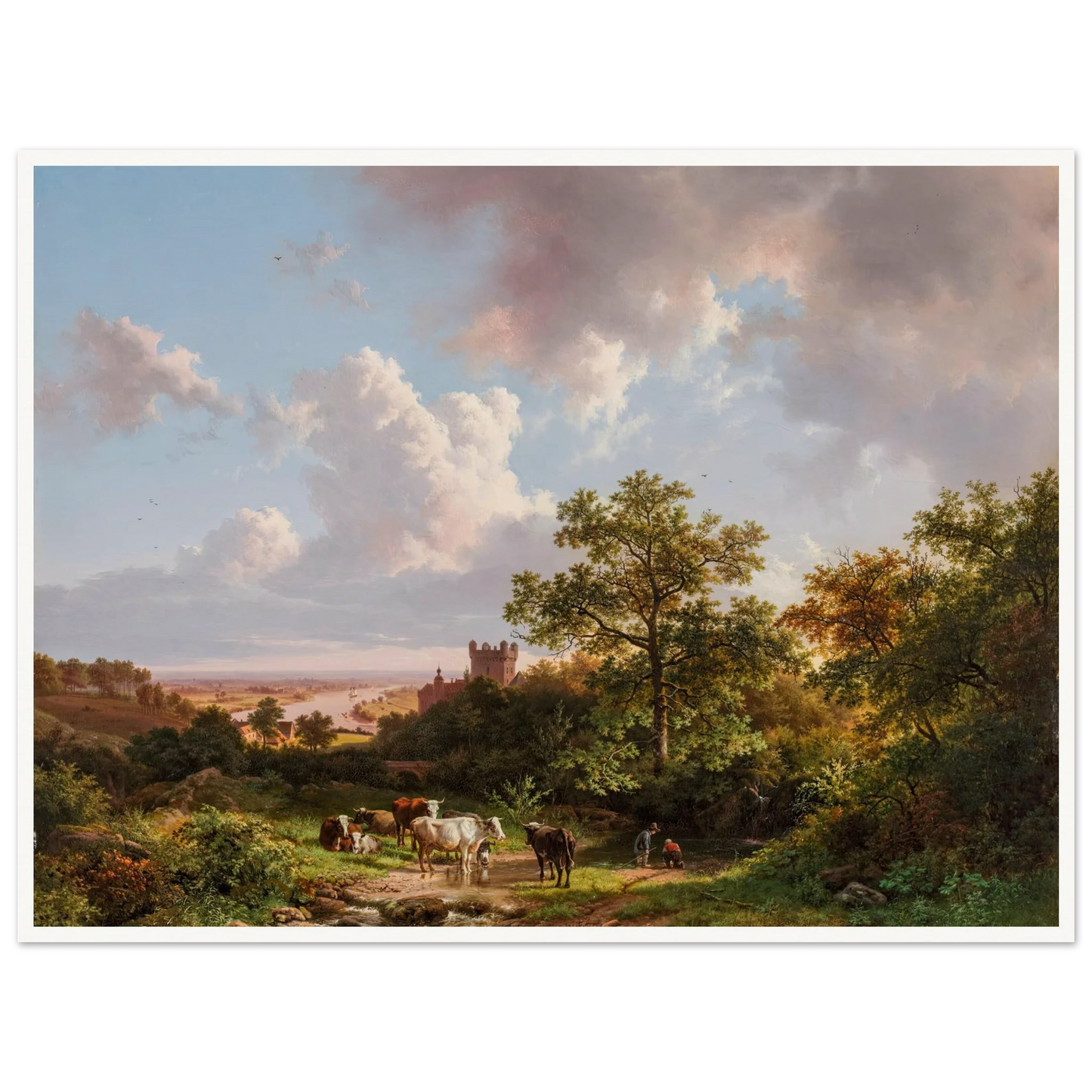 A panoramic landscape with a view on the Middle-Rhine with a castle (1841) Art Print | Barend Cornelis Koekkoek-Quipham Collections