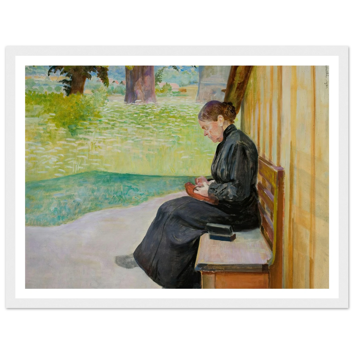 Bronisława, artist’s sister, in front of the house (1921) Art Print | Jacek Malczewski-Quipham Collections
