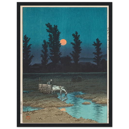 Sapporo Nakanoshima no yuzuki (Evening moon at Nakanoshima, Sapporo) (1933) Art Print | Kawase Hasui-Quipham Collections