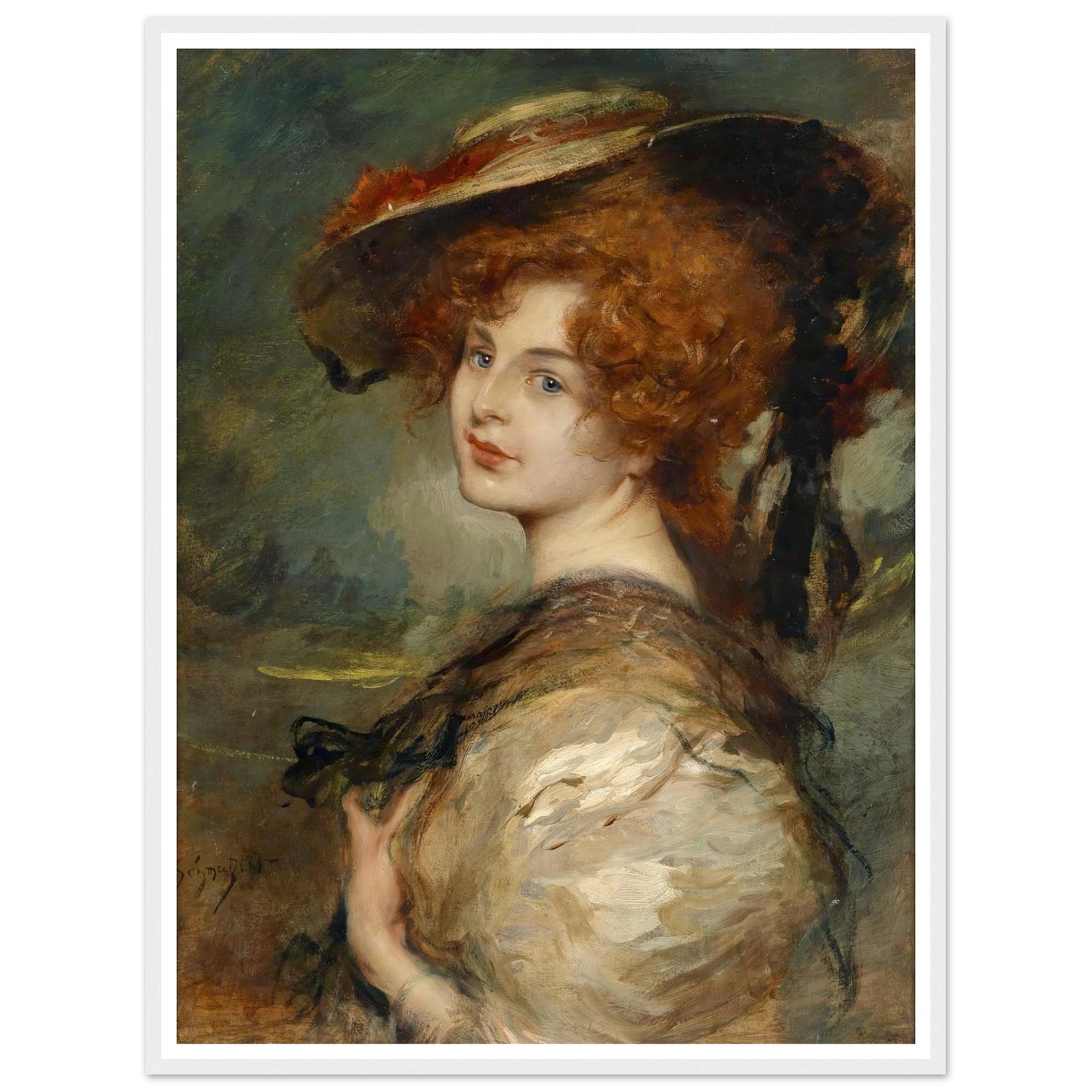 Bildnis einer Dame mit rotem Haar und Hut Art Print | Leopold Schmutzler-Quipham Collections