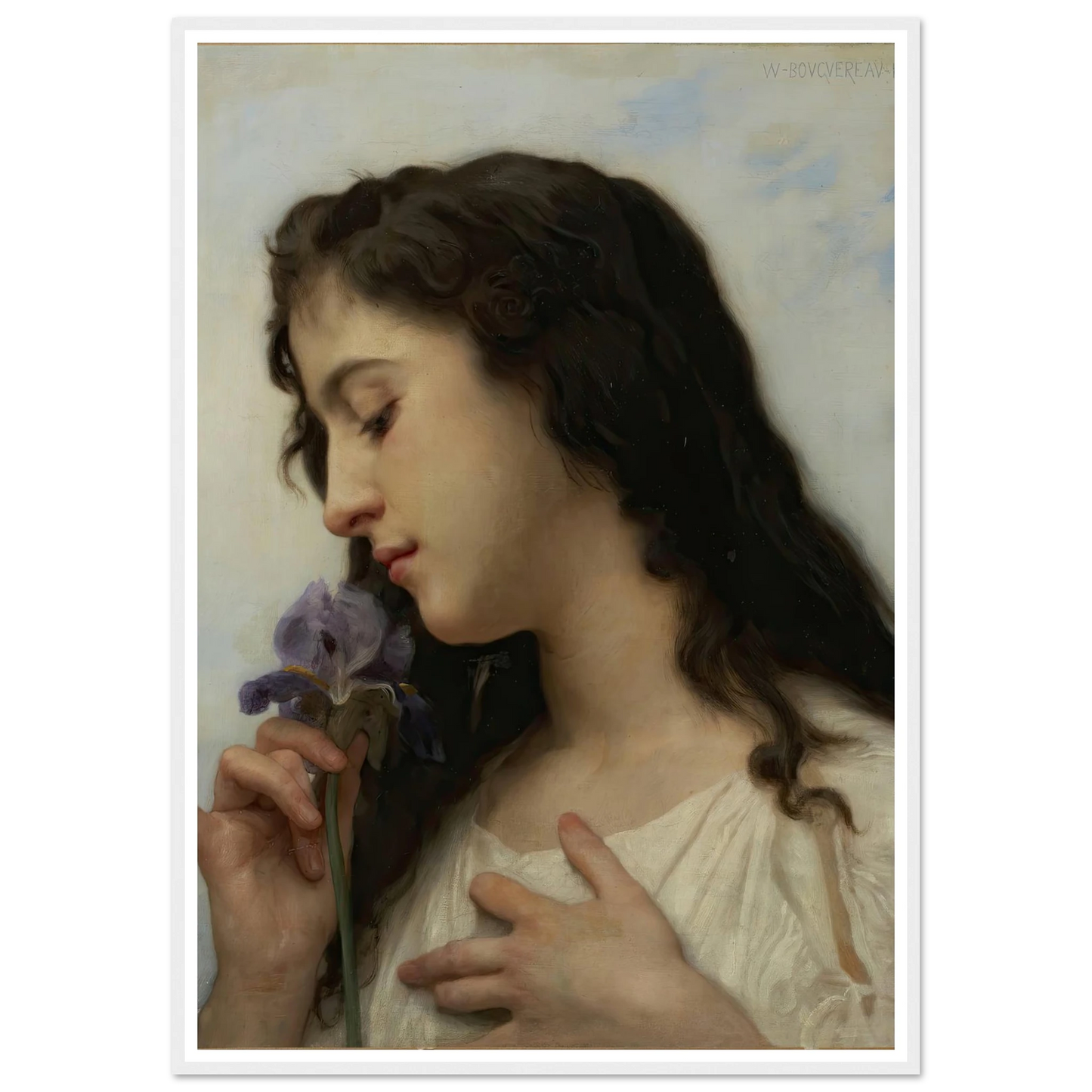 Woman with Iris (1895) Art Print | William Bouguereau-Quipham Collections
