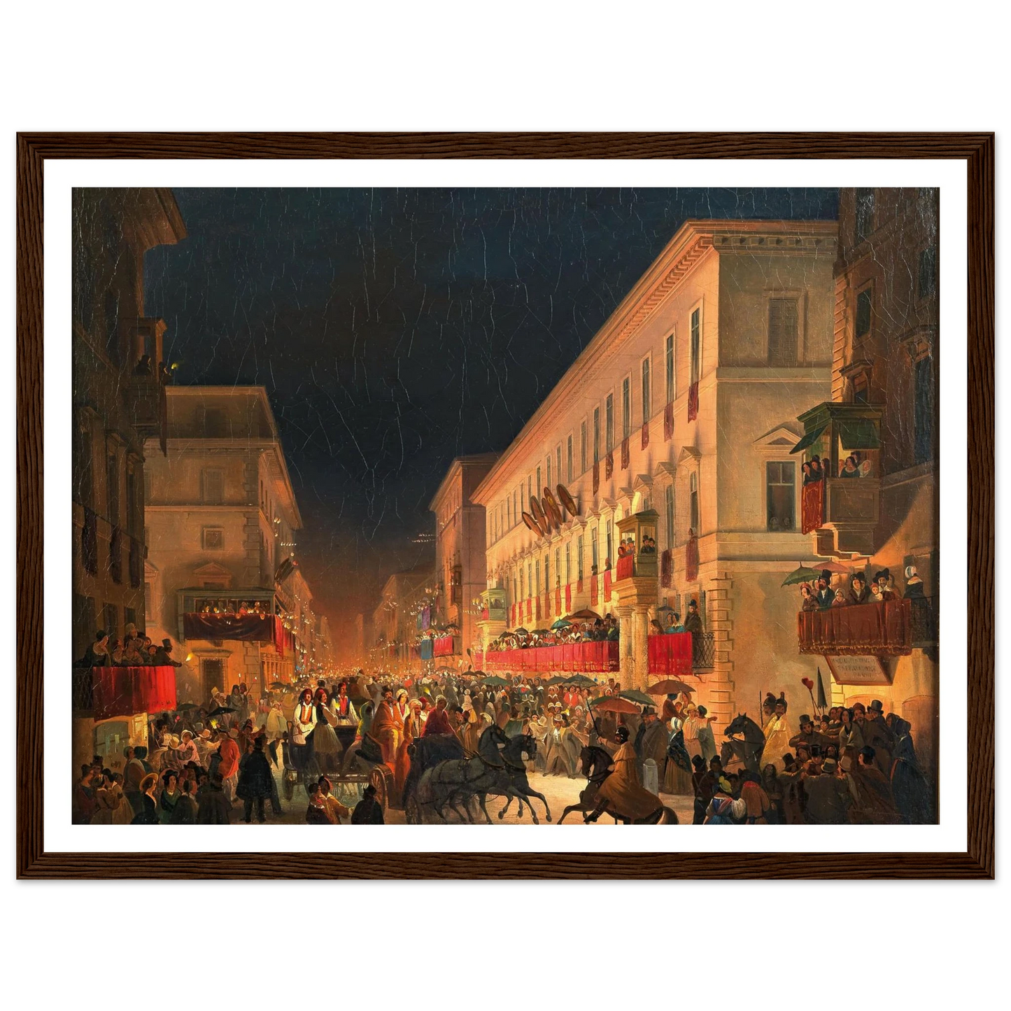 Carnival In Rome, The Feast Of Moccoletti Art Print | Ippolito Caffi-Quipham Collections
