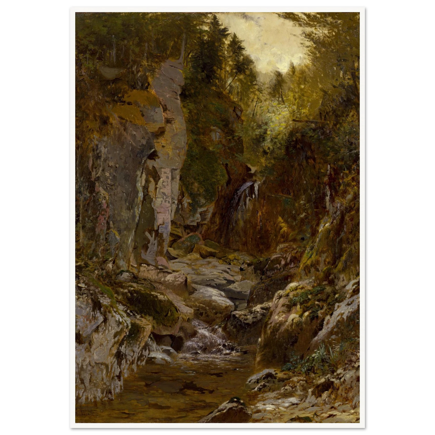 The Flume, Opalescent River, Adirondacks (ca. 1875) Art Print | Alexander Helwig Wyant-Quipham Collections