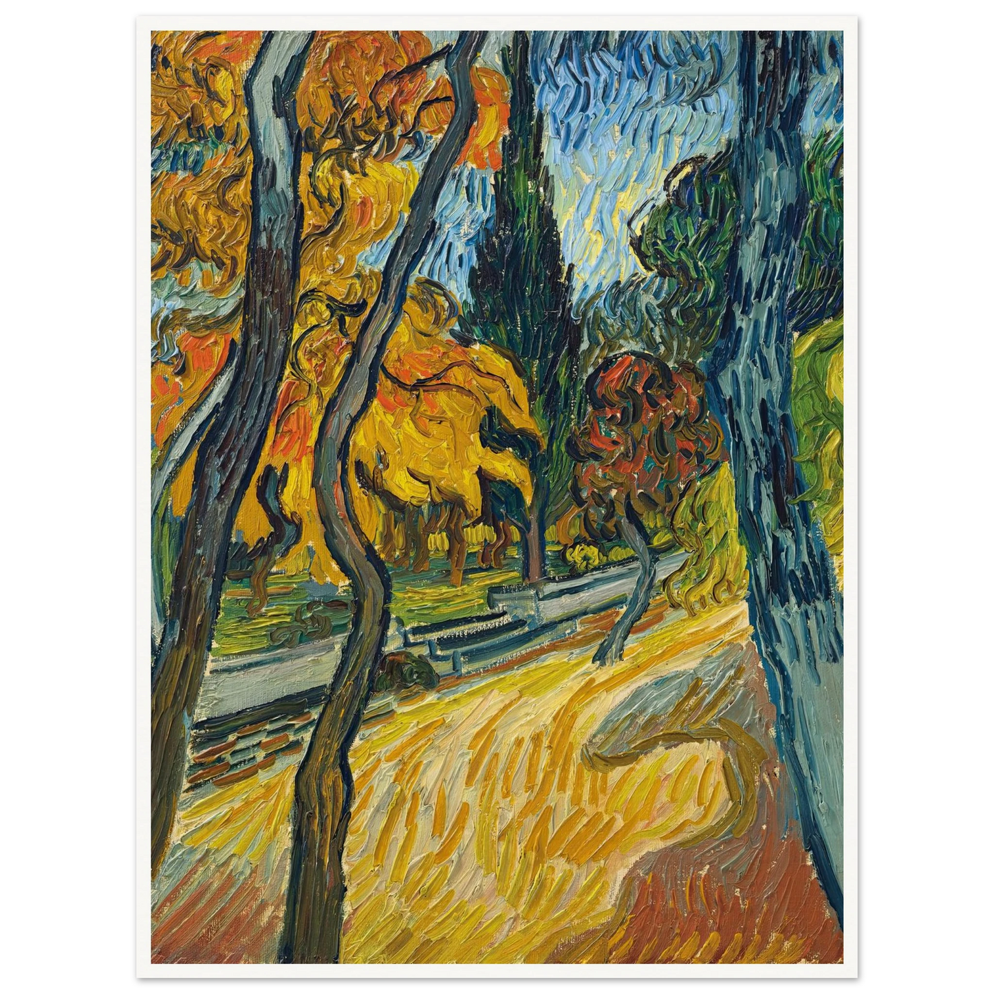 Arbres dans le jardin de l’asile (1889) Art Print | Vincent van Gogh-Quipham Collections