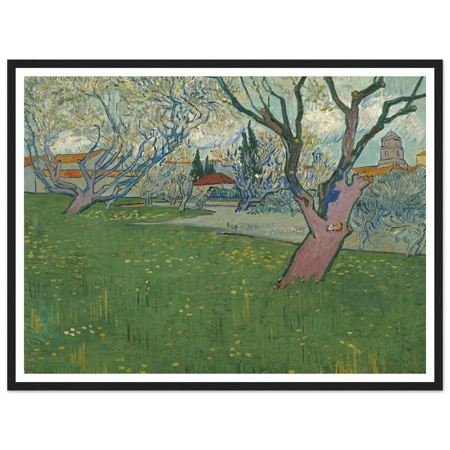 Orchards in blossom, view of Arles (1889) Art Print | Vincent van Gogh-Quipham Collections