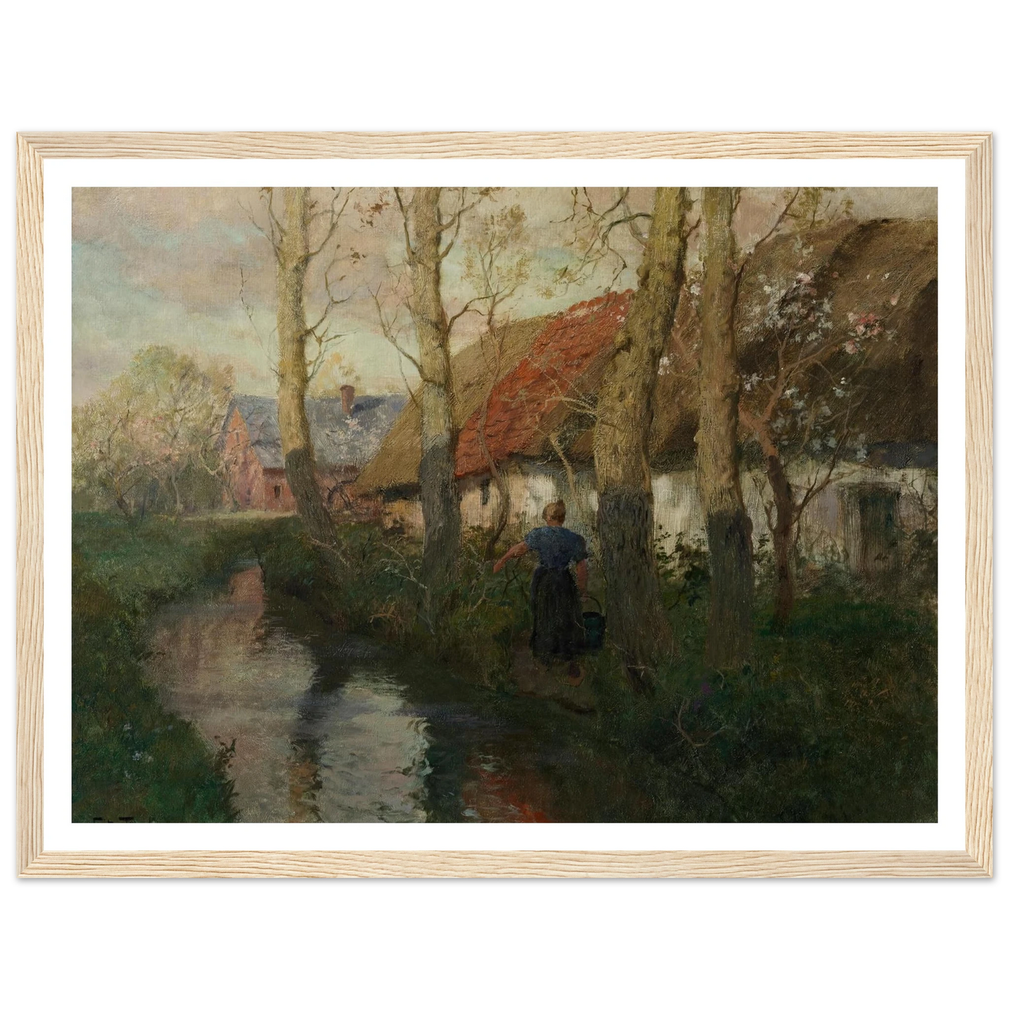 A River in Normandy with a Woman Carrying Water (circa 1894-1898) Art Print | Frits Thaulow-Quipham Collections