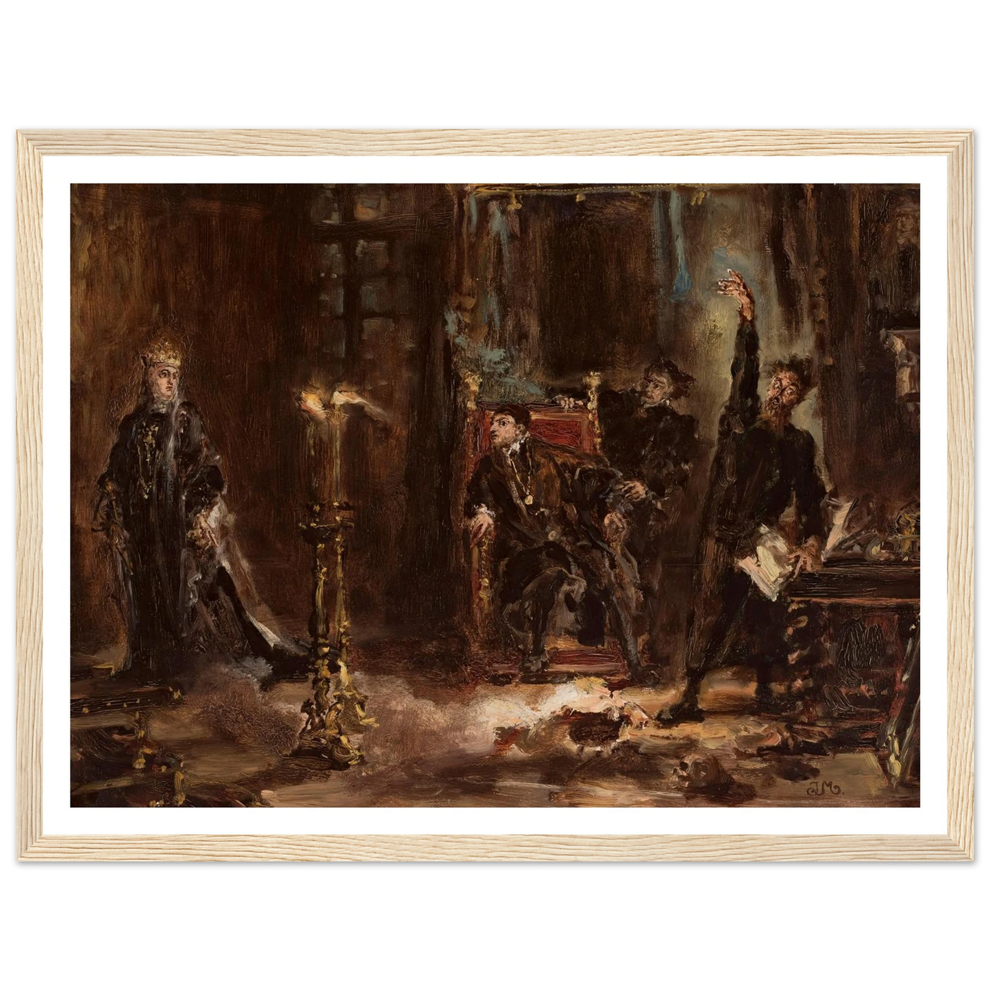 Twardowski conjuring the spirit of Barbara for Sigismund Augustus, sketch (1884) Art Print | Jan Matejko-Quipham Collections