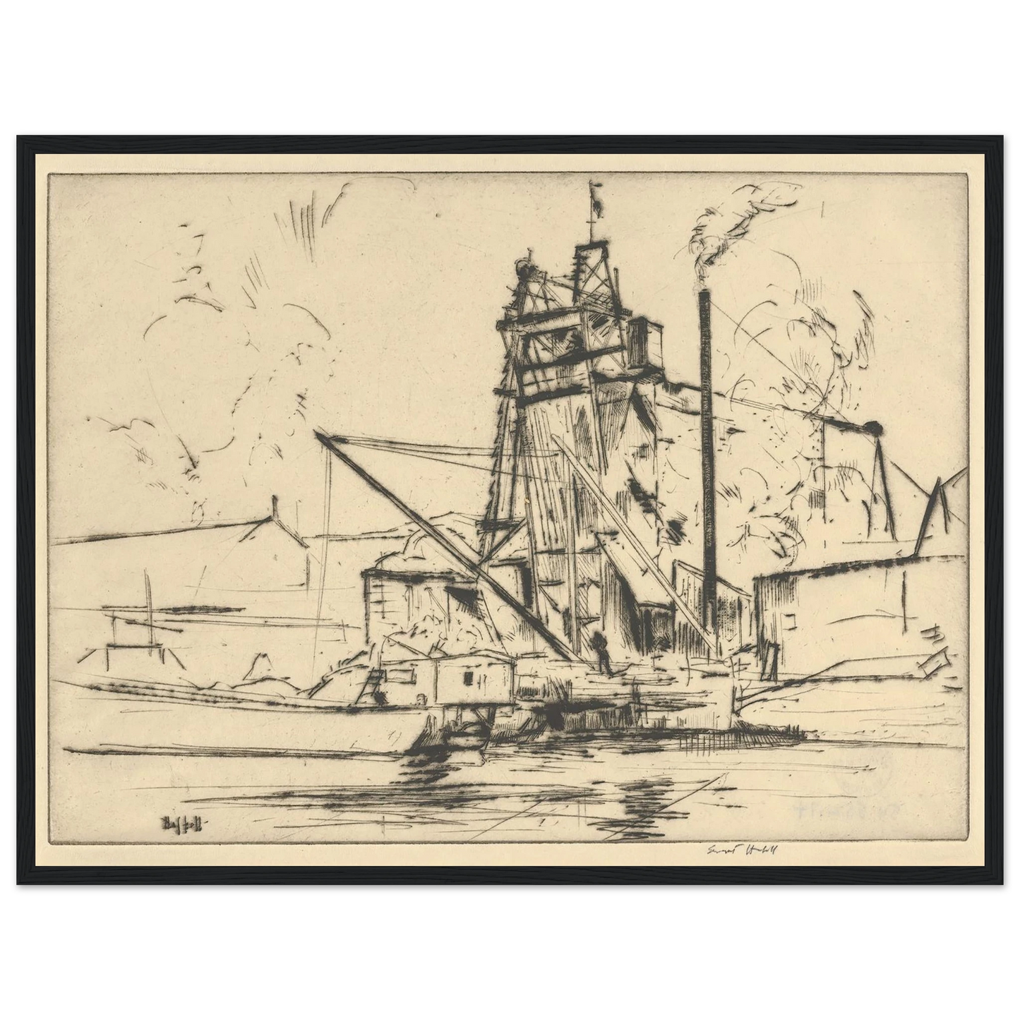 Bridgeport Docks (probably 1918) Art Print | Ernest Haskell-Quipham Collections