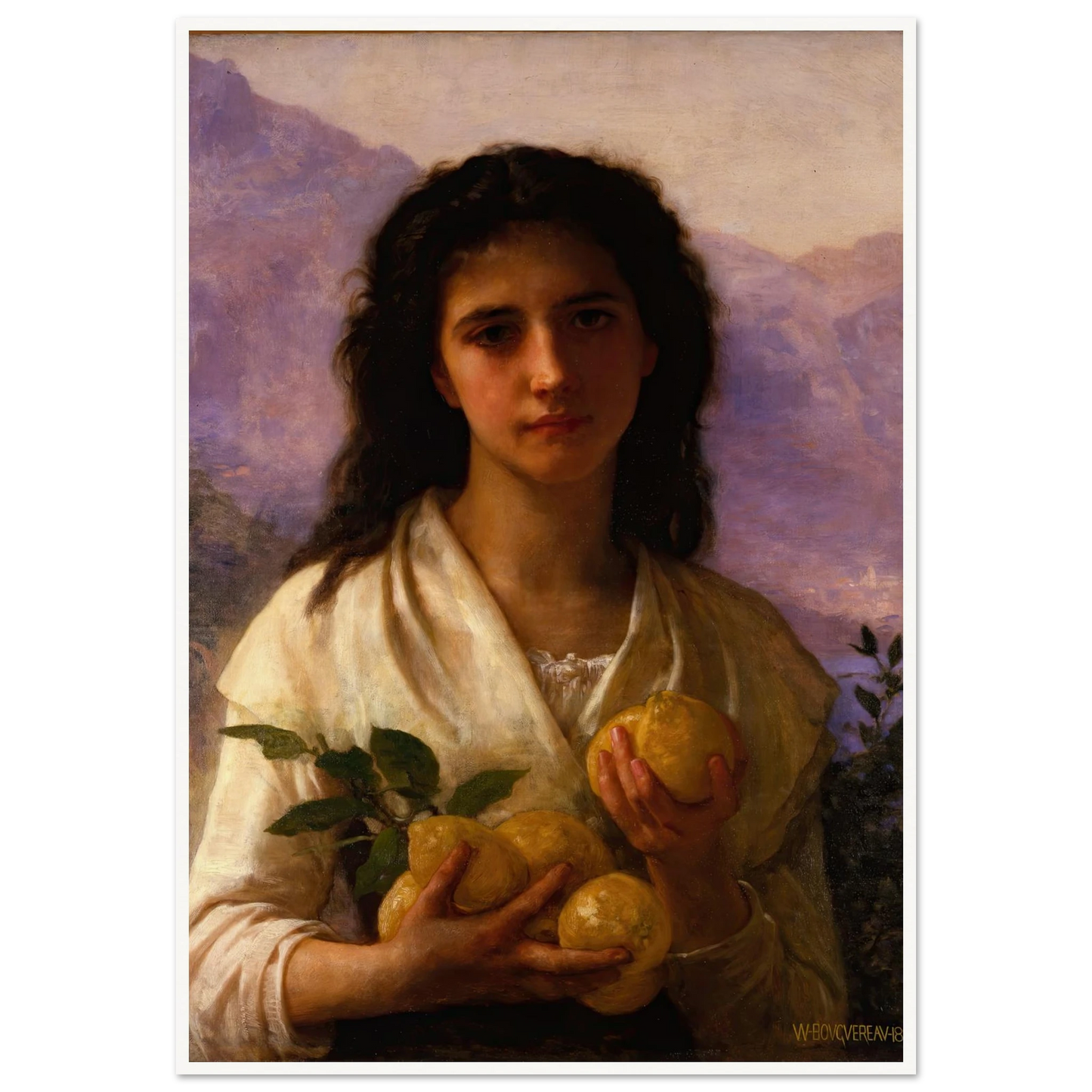 Girl Holding Lemons (1899) Art Print | William Bouguereau-Quipham Collections
