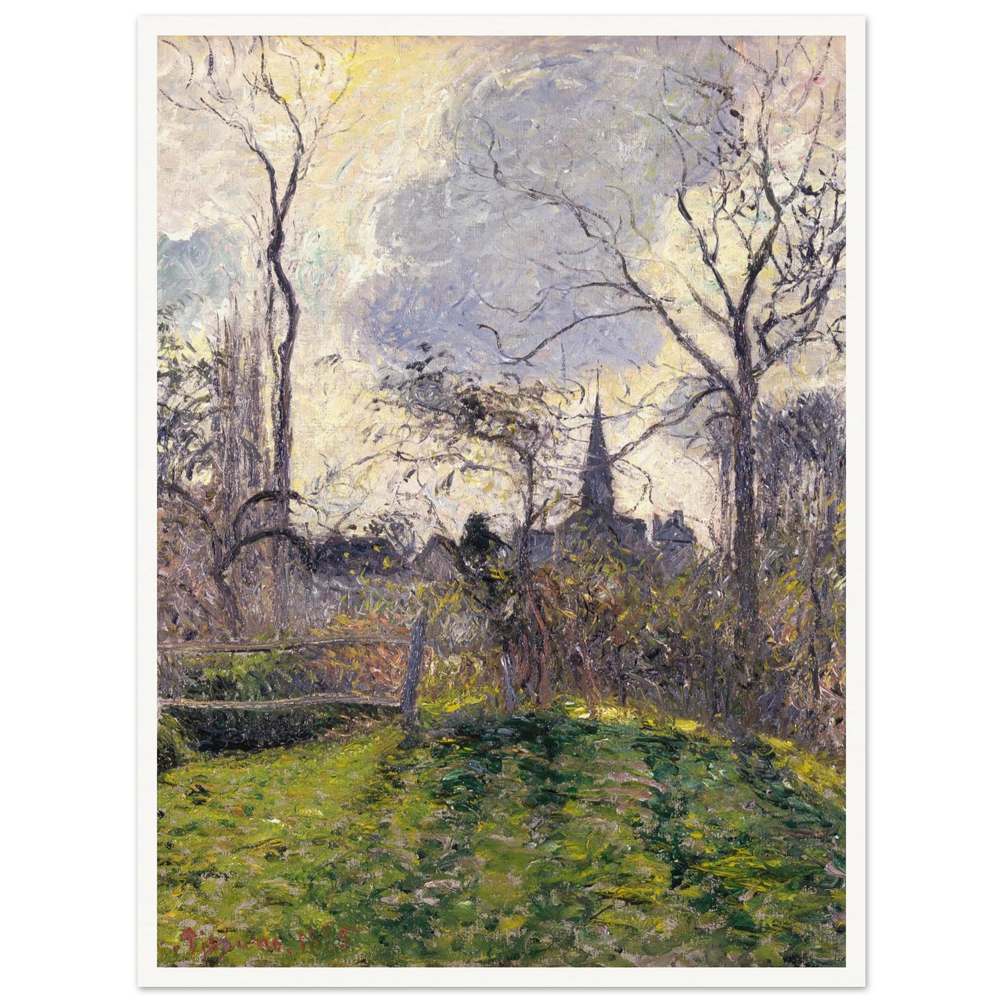 The Bell Tower of Bazincourt (1885) Art Print | Camille Pissarro-Quipham Collections