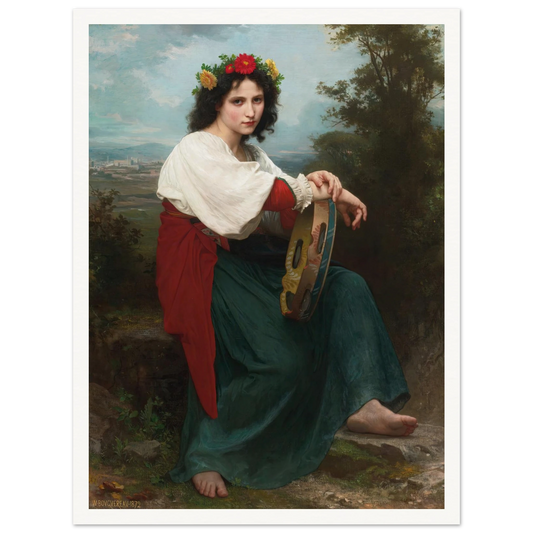 L’Italienne au Tambour de Basque (1872) Art Print | William Bouguereau-Quipham Collections
