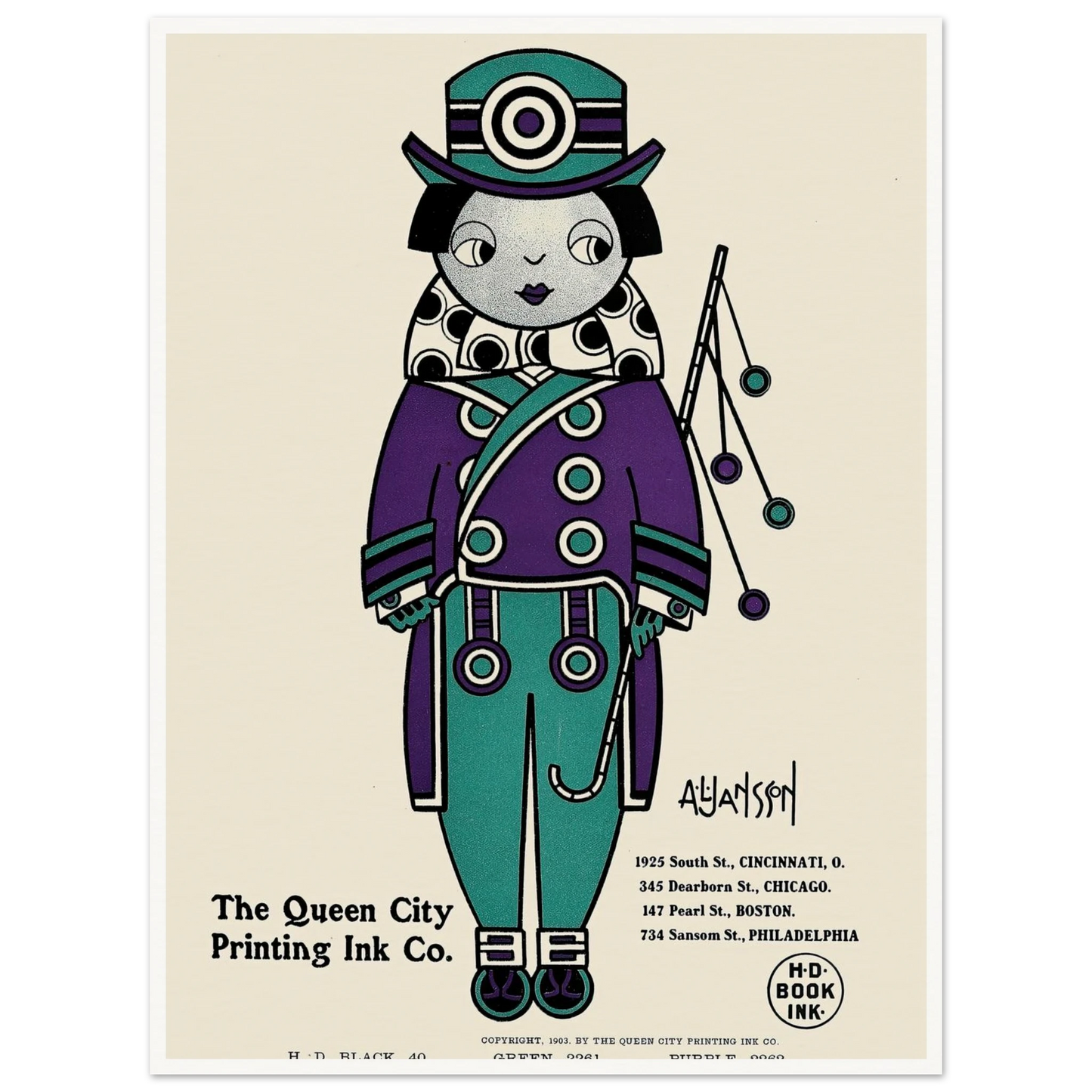 Queen City Ink, Ad. 01 (1890-1913) Art Print | Augustus Jansson-Quipham Collections