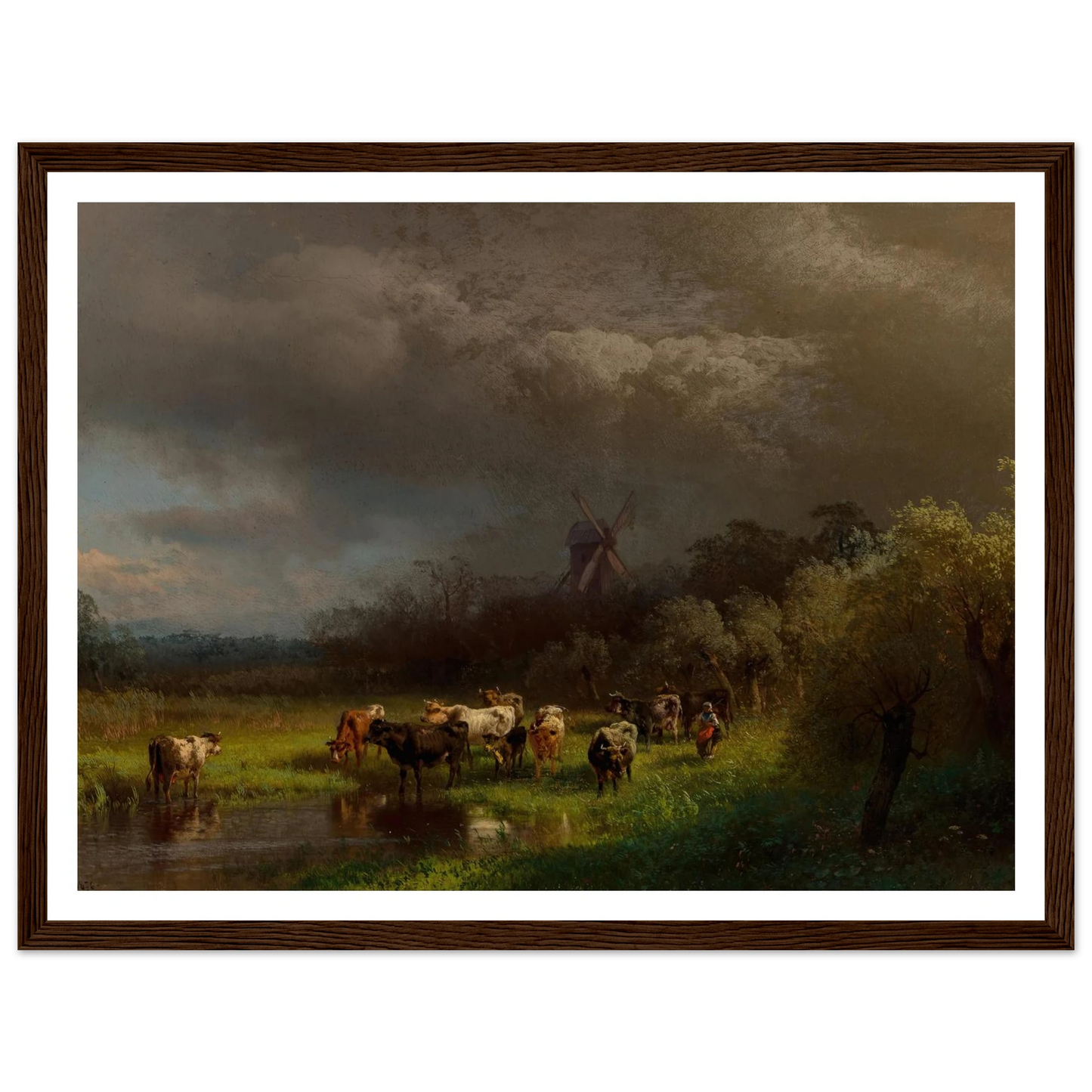 Landscape with a Windmill (1876) Art Print | Hermann Ottomar Herzog-Quipham Collections