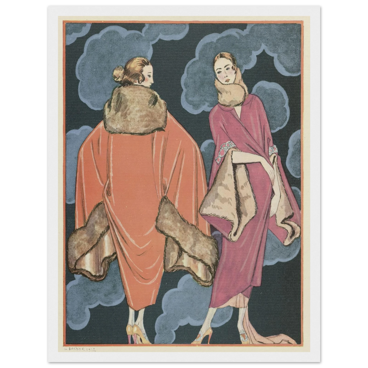 Deux heures du matin; Manteaux, de Worth (1923) Art Print | George Barbier-Quipham Collections