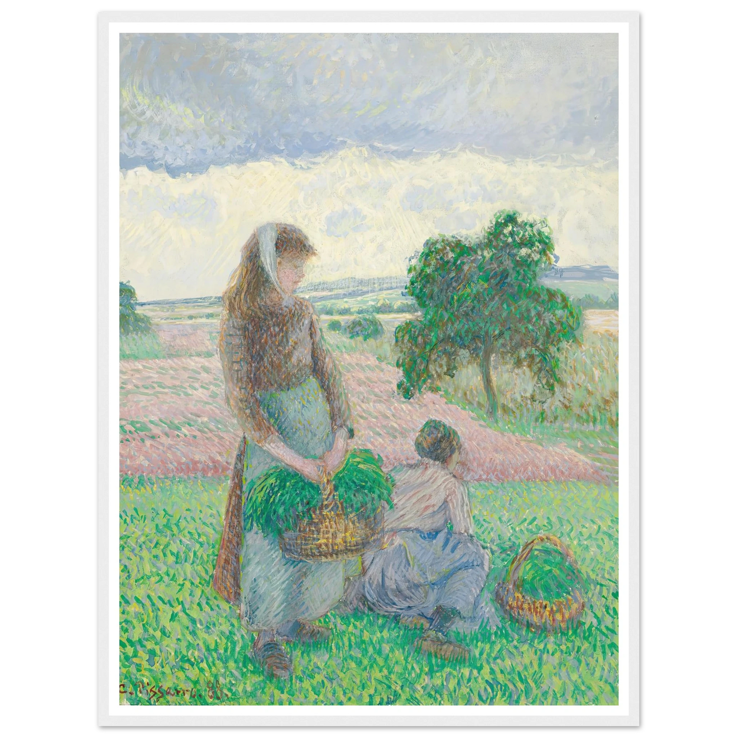 Paysannes portant un panier (1888) Art Print | Camille Pissarro-Quipham Collections