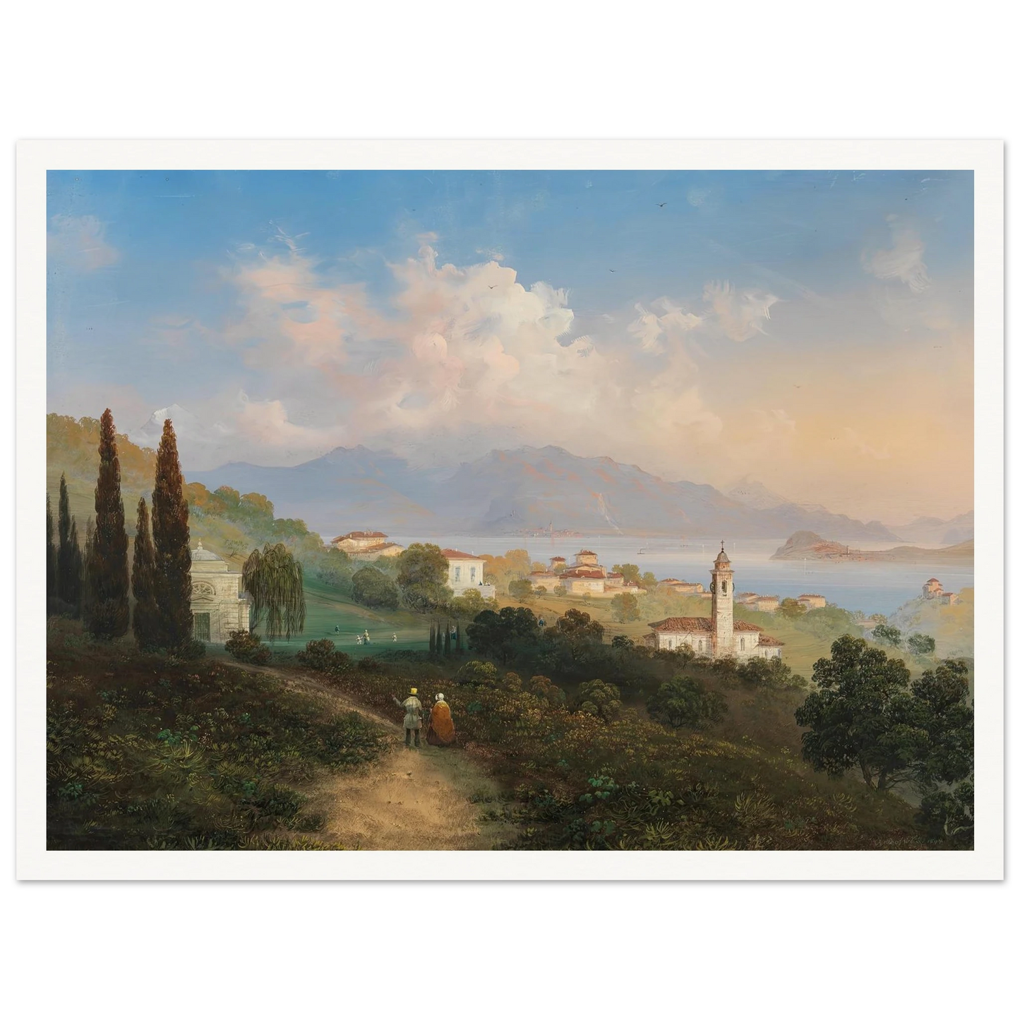 A View of Lake Como and Menaggio, with Punta di Bellagio on the Right (1847) Art Print | Carlo Bossoli-Quipham Collections