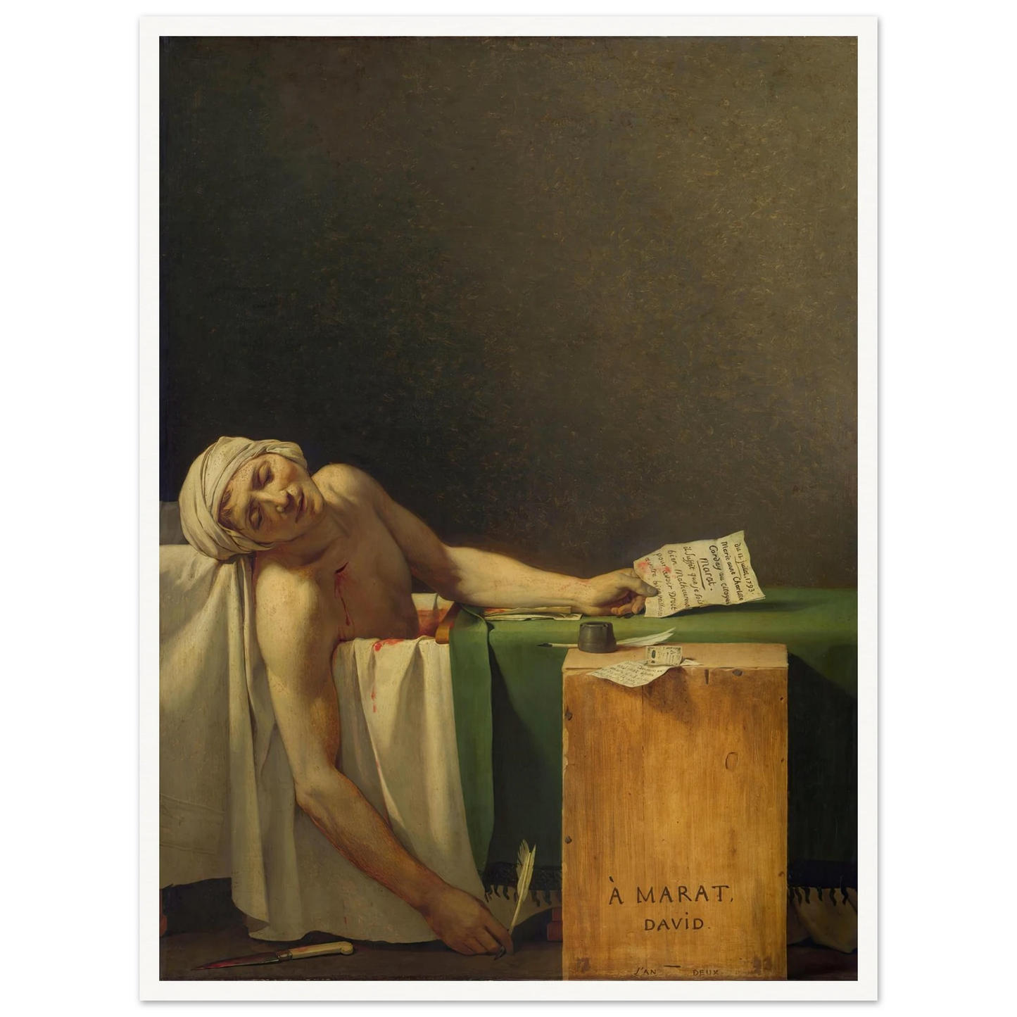 Marat Assassinated (1793) Art Print | Jacques Louis David-Quipham Collections