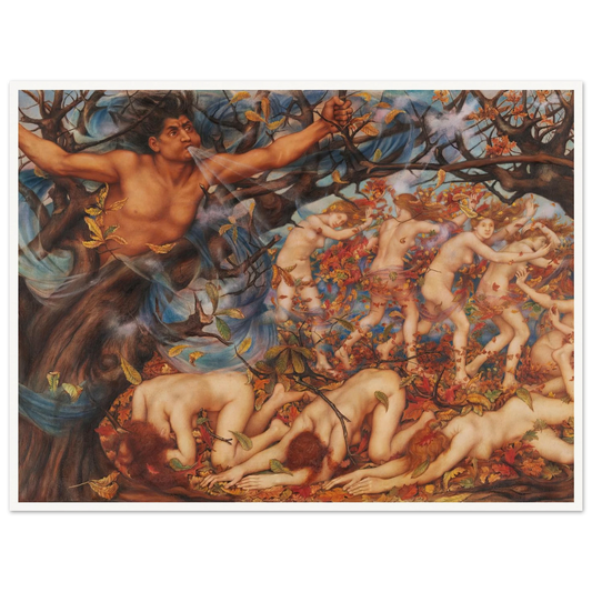 Boreas and the Fallen Leaves (1910) Art Print | Evelyn de Morgan-Quipham Collections