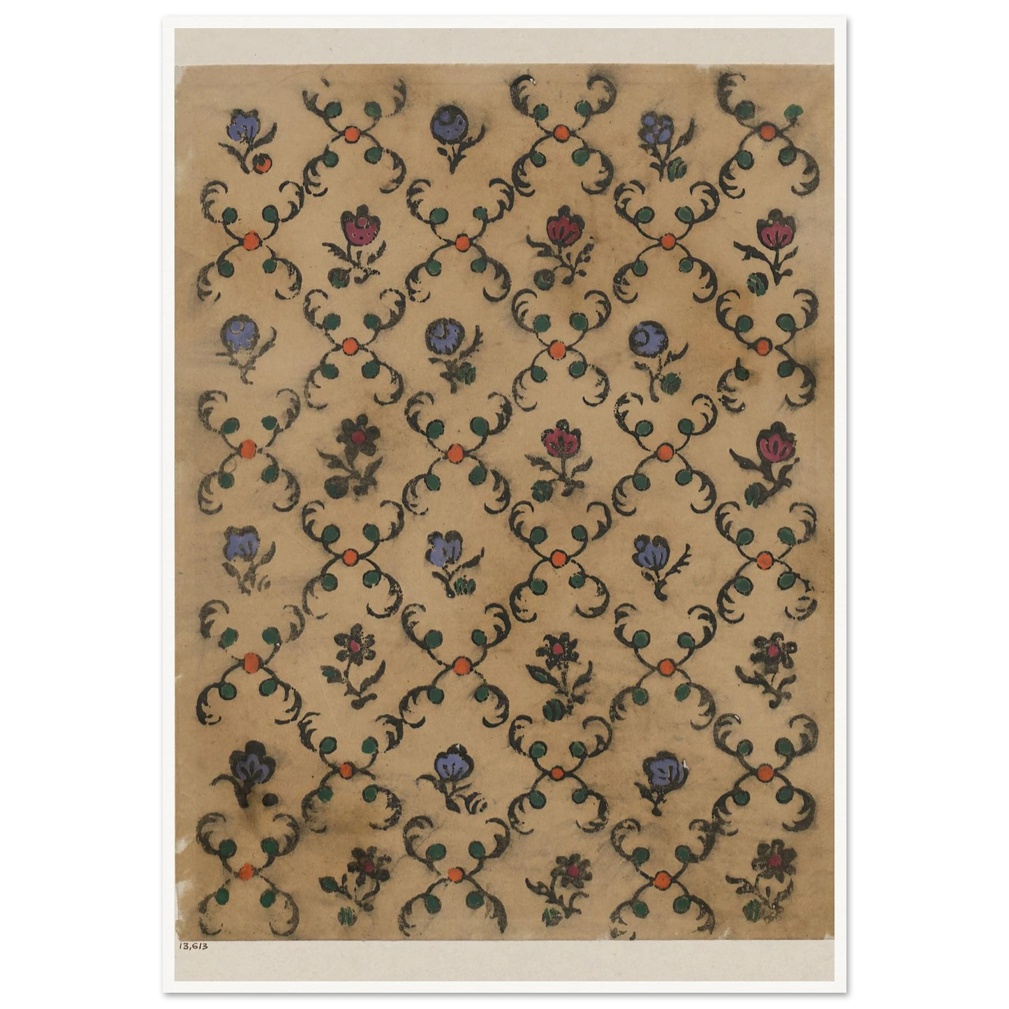 Handkolorierter Holzschnitt (Rautendekor) (1900 - 1913) Art Print | Maria von Uchatius-Quipham Collections
