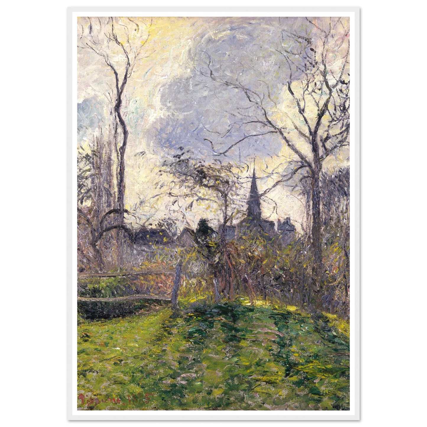 The Bell Tower of Bazincourt (1885) Art Print | Camille Pissarro-Quipham Collections