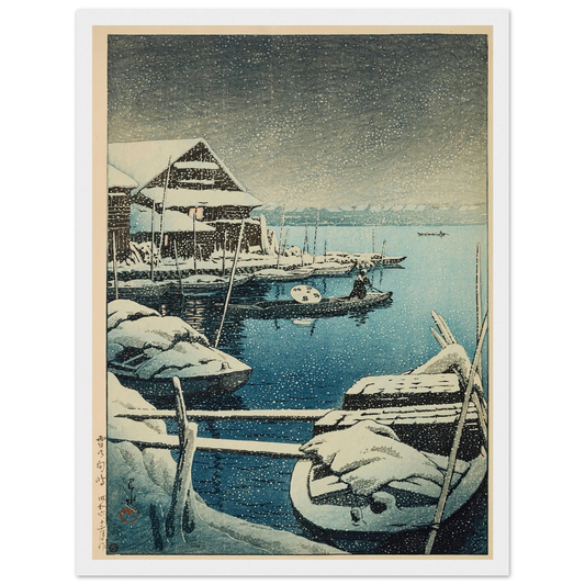 Yuki no Mukojima (Snow at Mukojima) (1931) Art Print | Kawase Hasui - Framed Poster - 30x40 cm / 12x16″ - Black frame