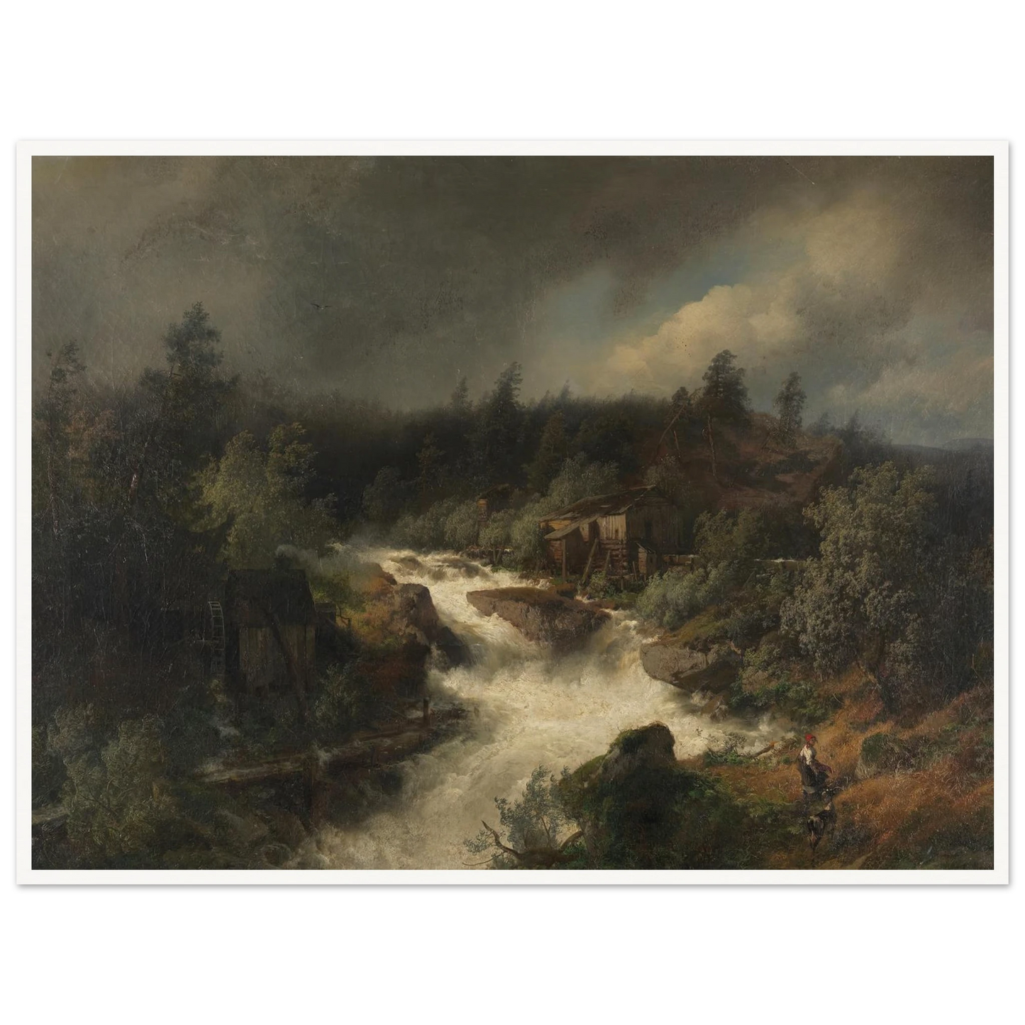 Wassermühle am tosenden Gebirgsbach (1870) Art Print | Hermann Ottomar Herzog-Quipham Collections