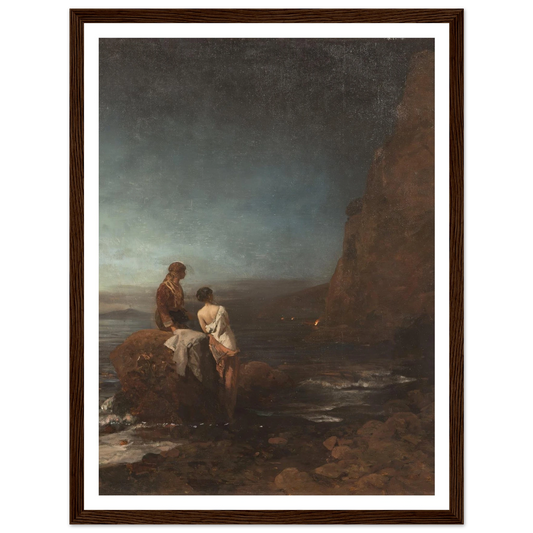Night by the beach of Naples (1880) Art Print | Oswald Achenbach-Quipham Collections