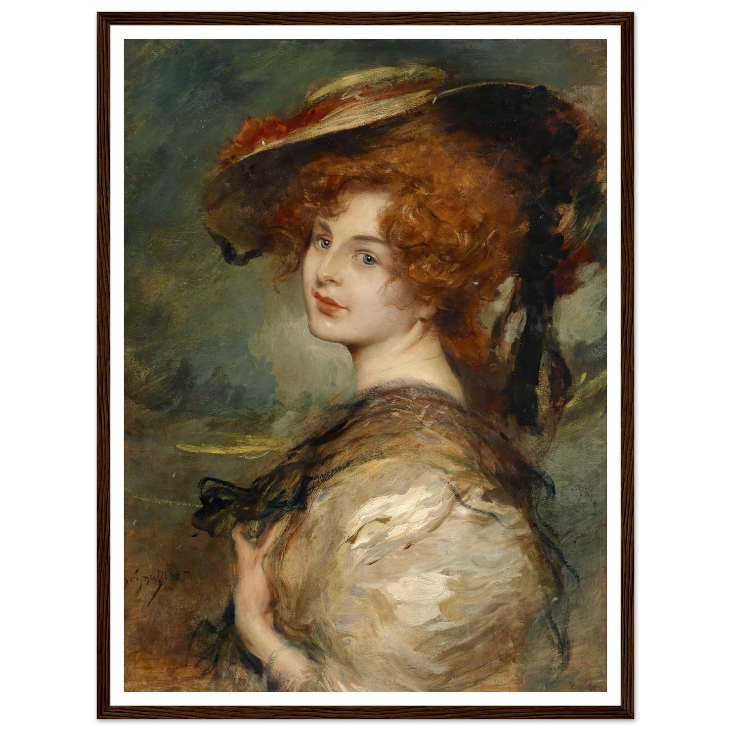 Bildnis einer Dame mit rotem Haar und Hut Art Print | Leopold Schmutzler-Quipham Collections