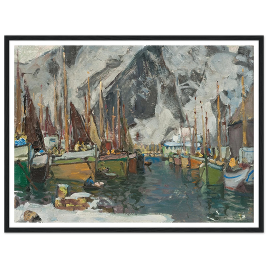 Among the Fishing Boats in Svolvaer. Study from Lofoten (1934) Art Print | Anna Boberg-Quipham Collections