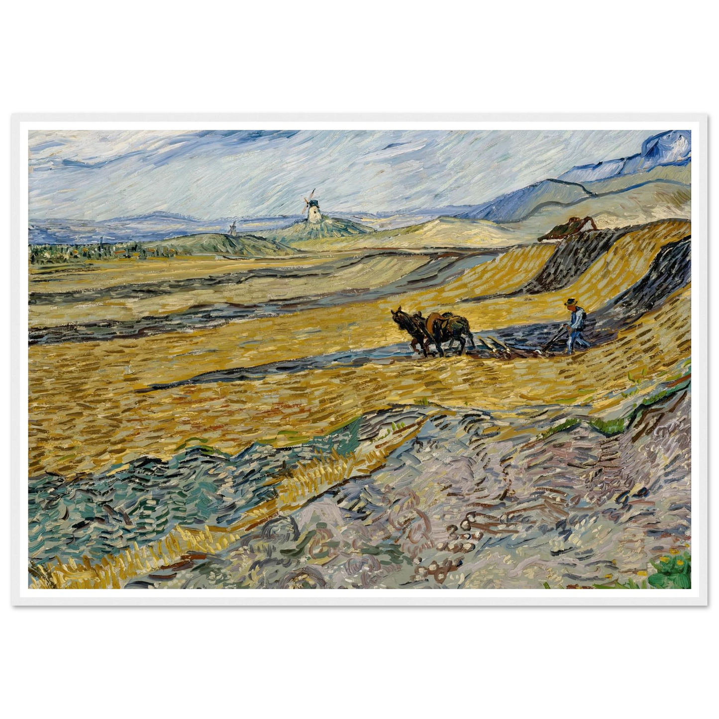 Enclosed Field with Ploughman (1889) Art Print | Vincent van Gogh-Quipham Collections